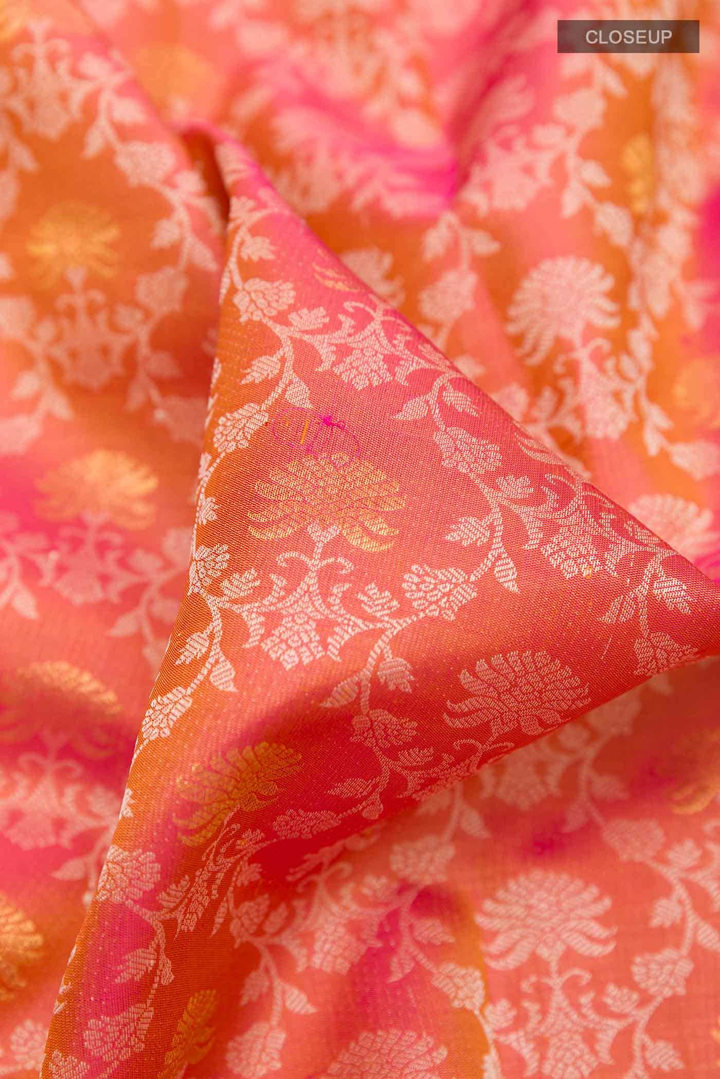 Pink Dual Tone Kanchipuram Silk Saree