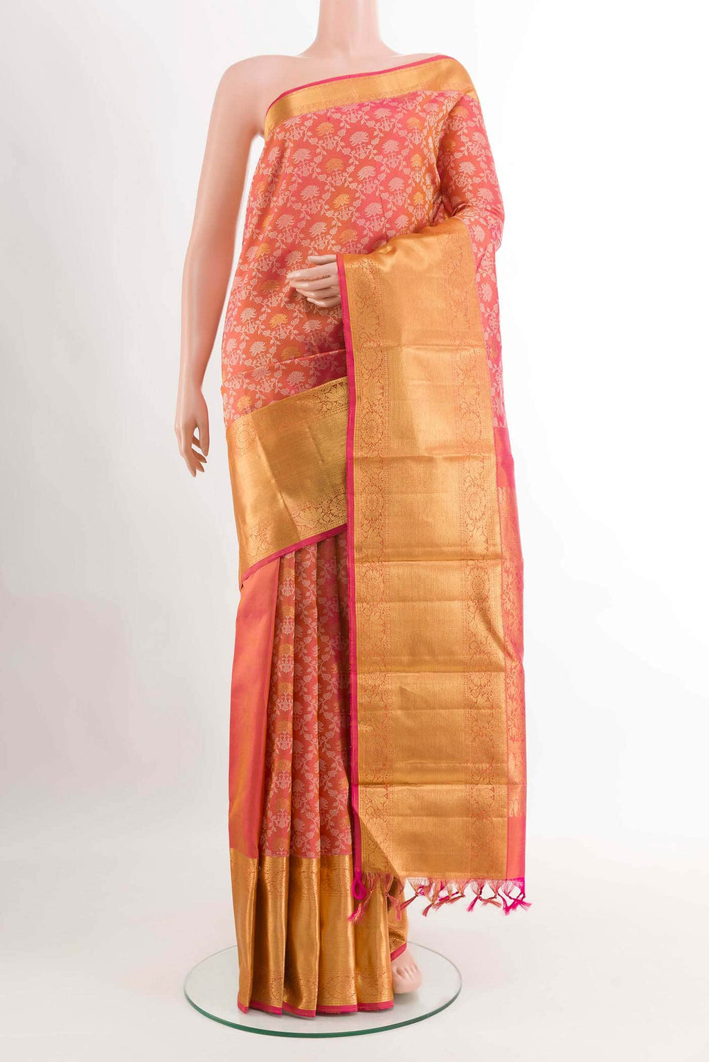 Pink Dual Tone Kanchipuram Silk Saree