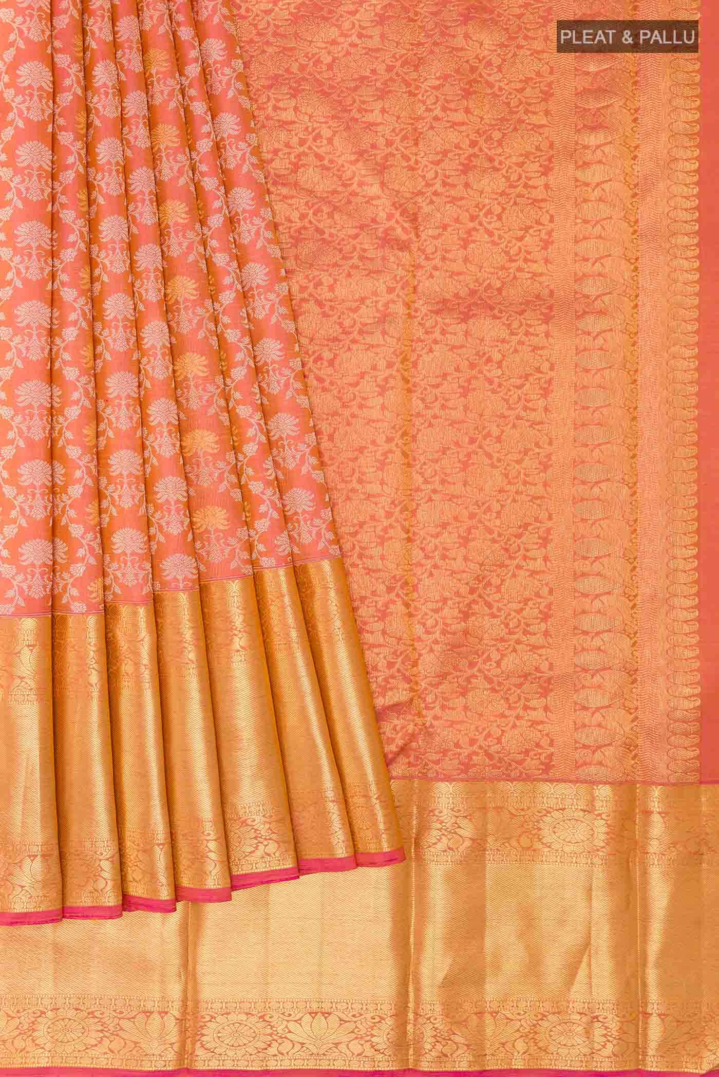Pink Dual Tone Kanchipuram Silk Saree
