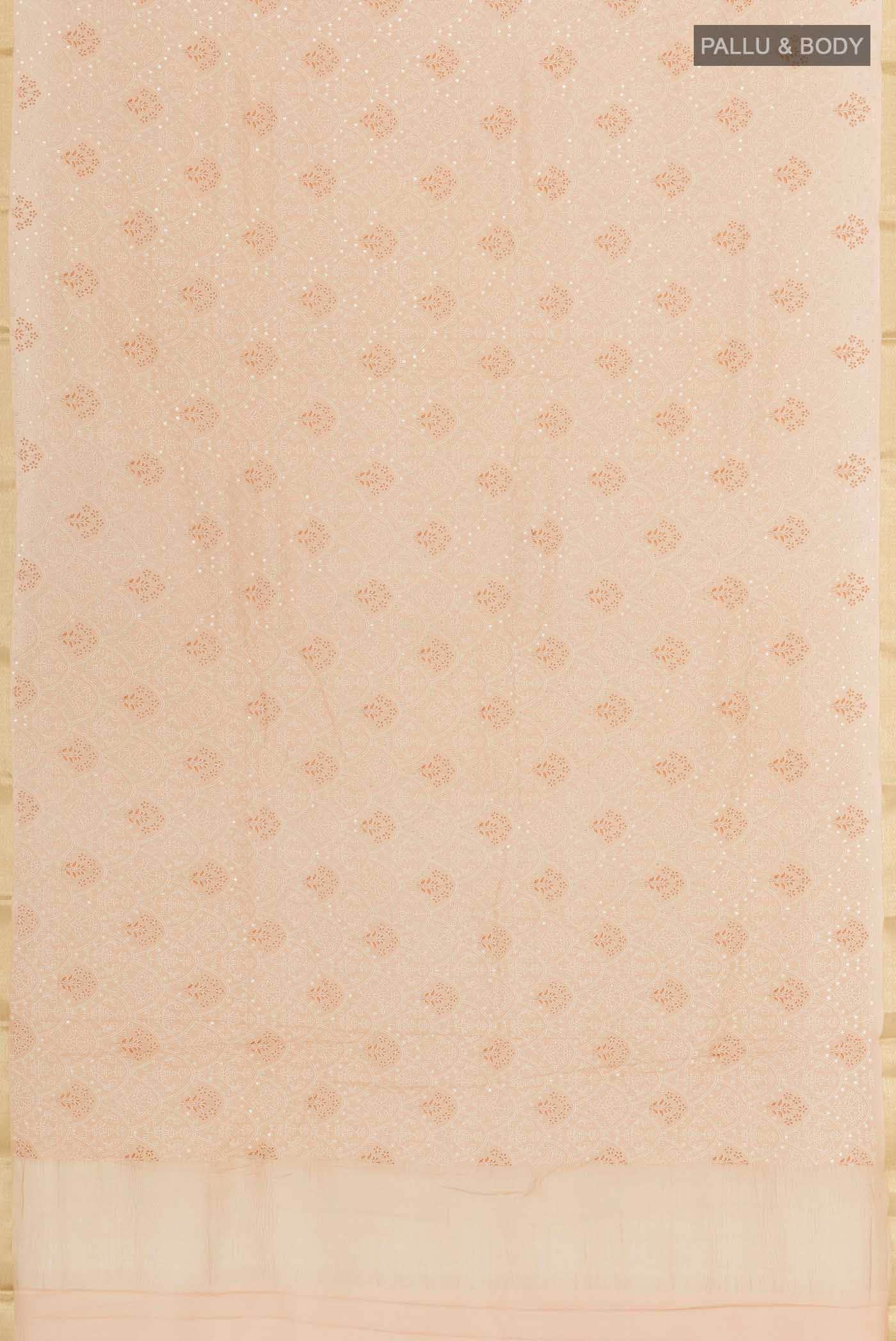 Beige Mysore Chiffon Saree