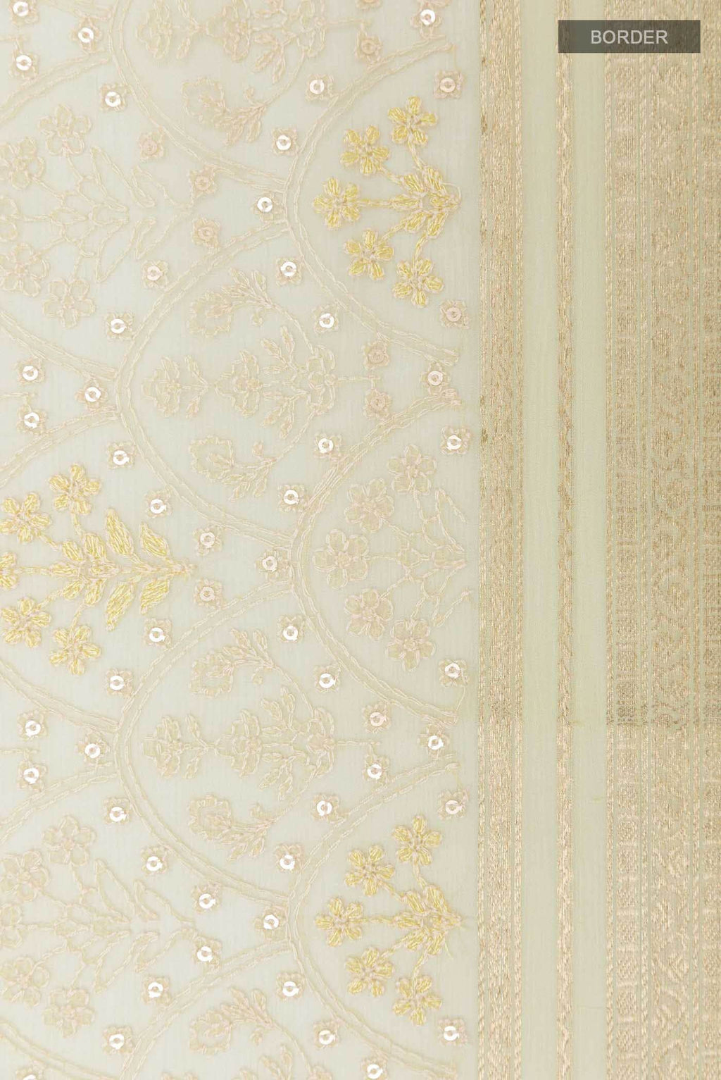 Cream Mysore Chiffon Saree