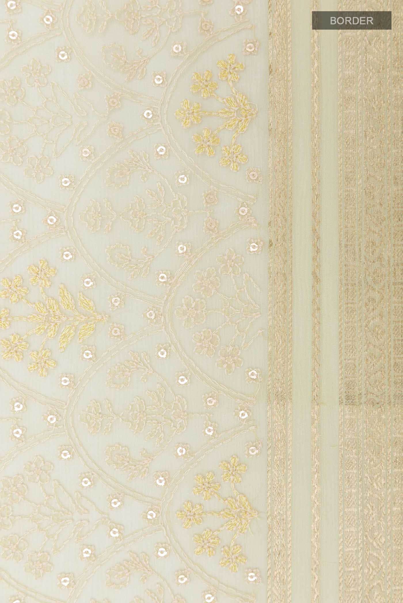Cream Mysore Chiffon Saree