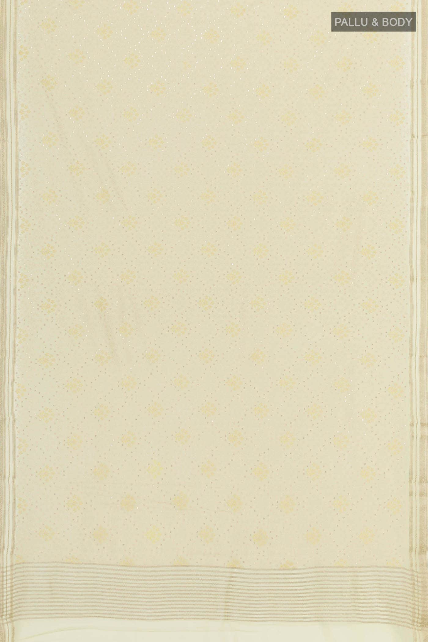 Cream Mysore Chiffon Saree