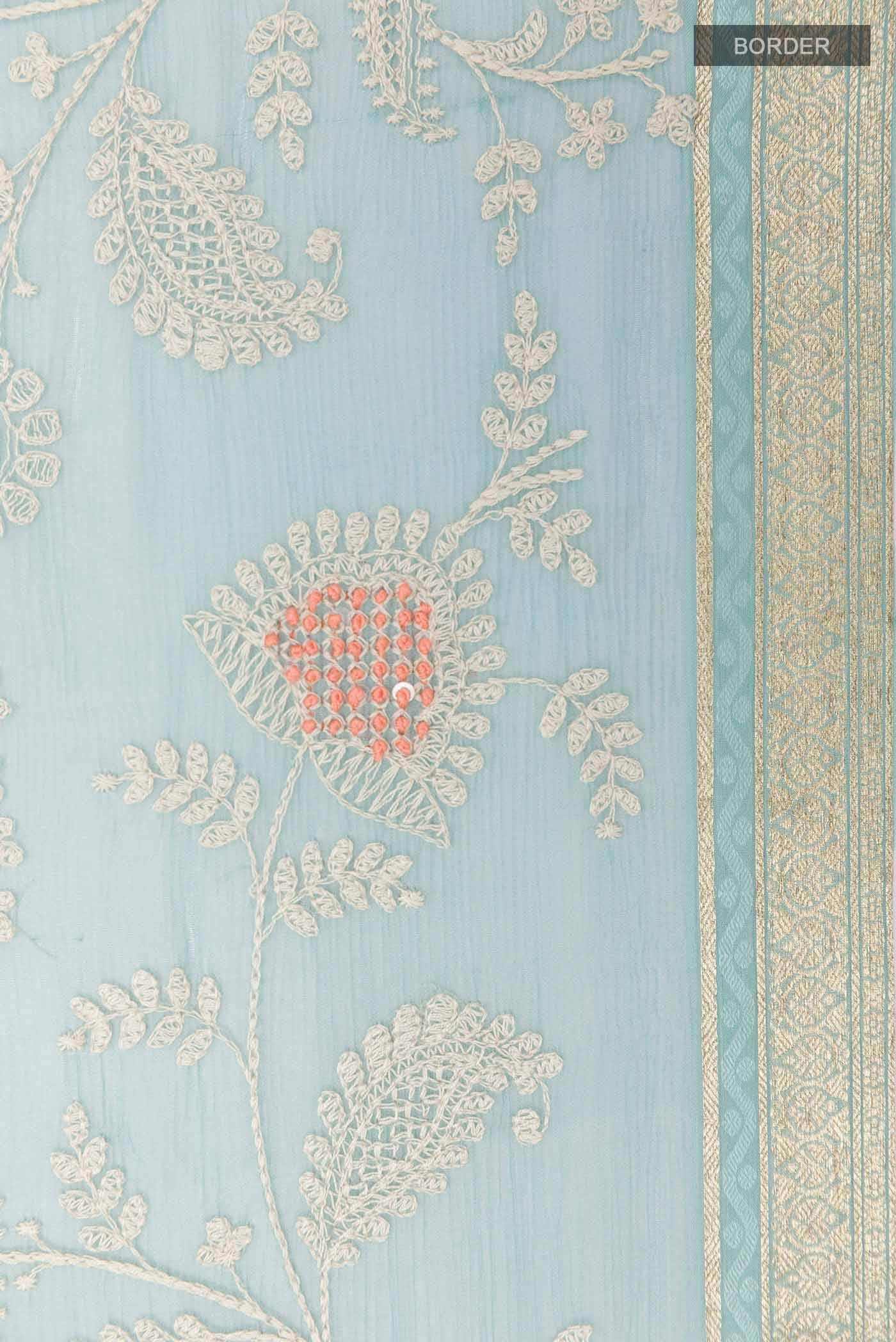 Blue Mysore Chiffon Saree