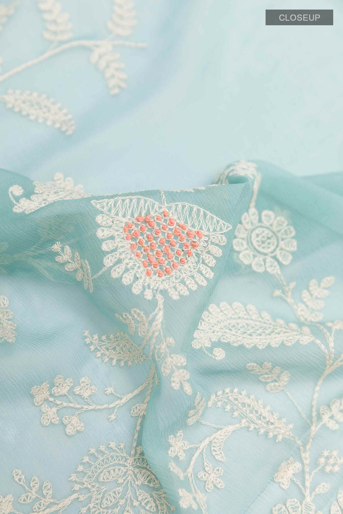 Blue Mysore Chiffon Saree