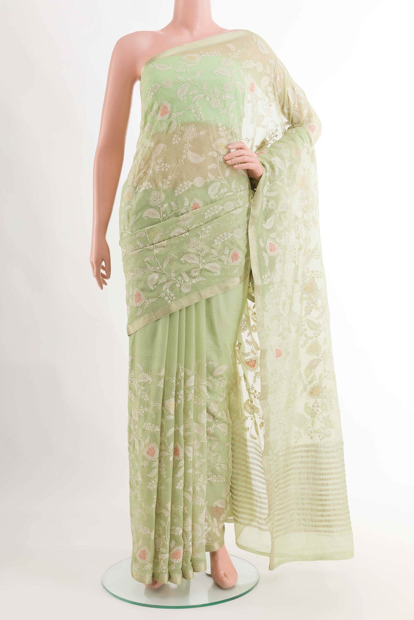 Green Mysore Chiffon Saree