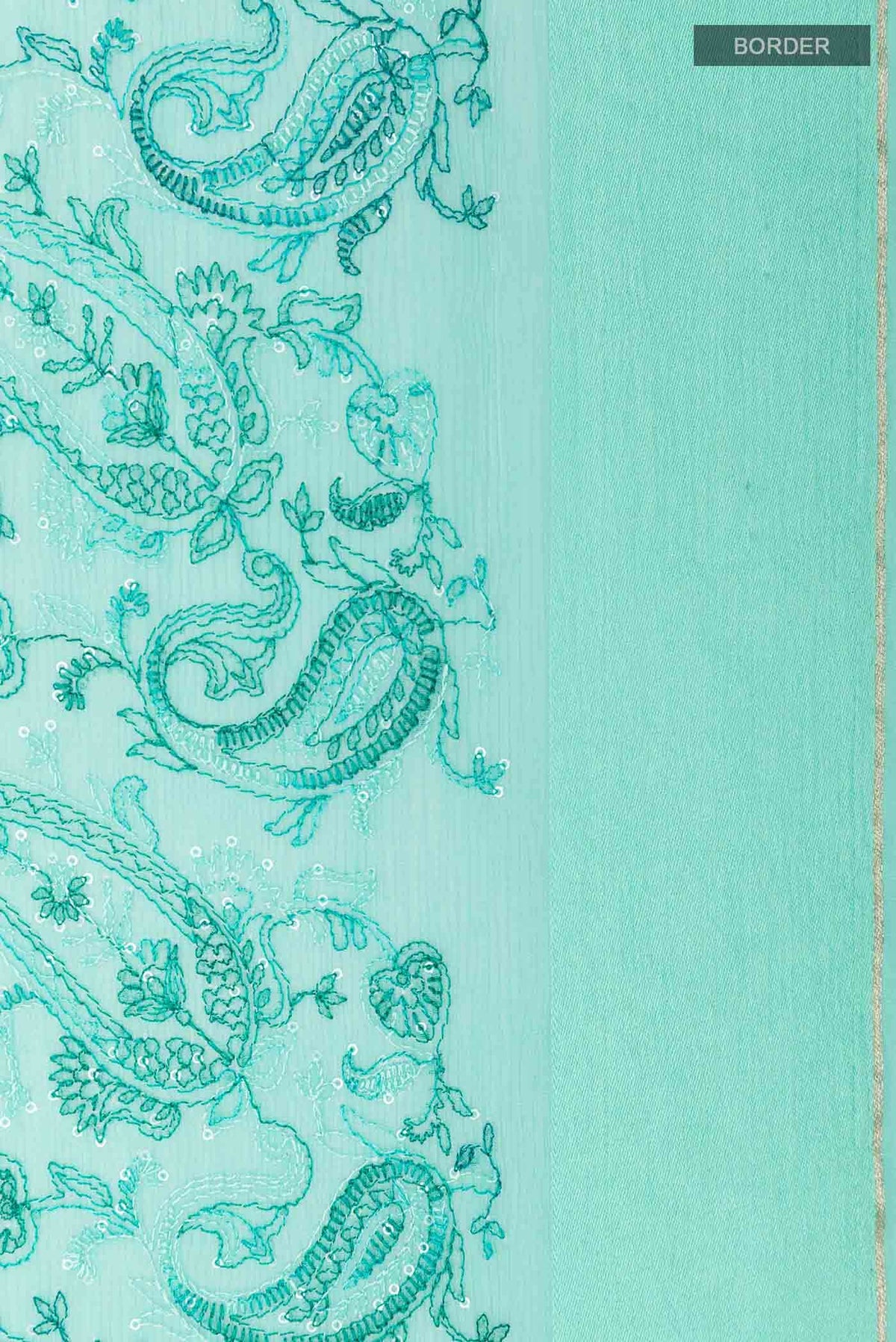 Turquoise Mysore Chiffon Saree