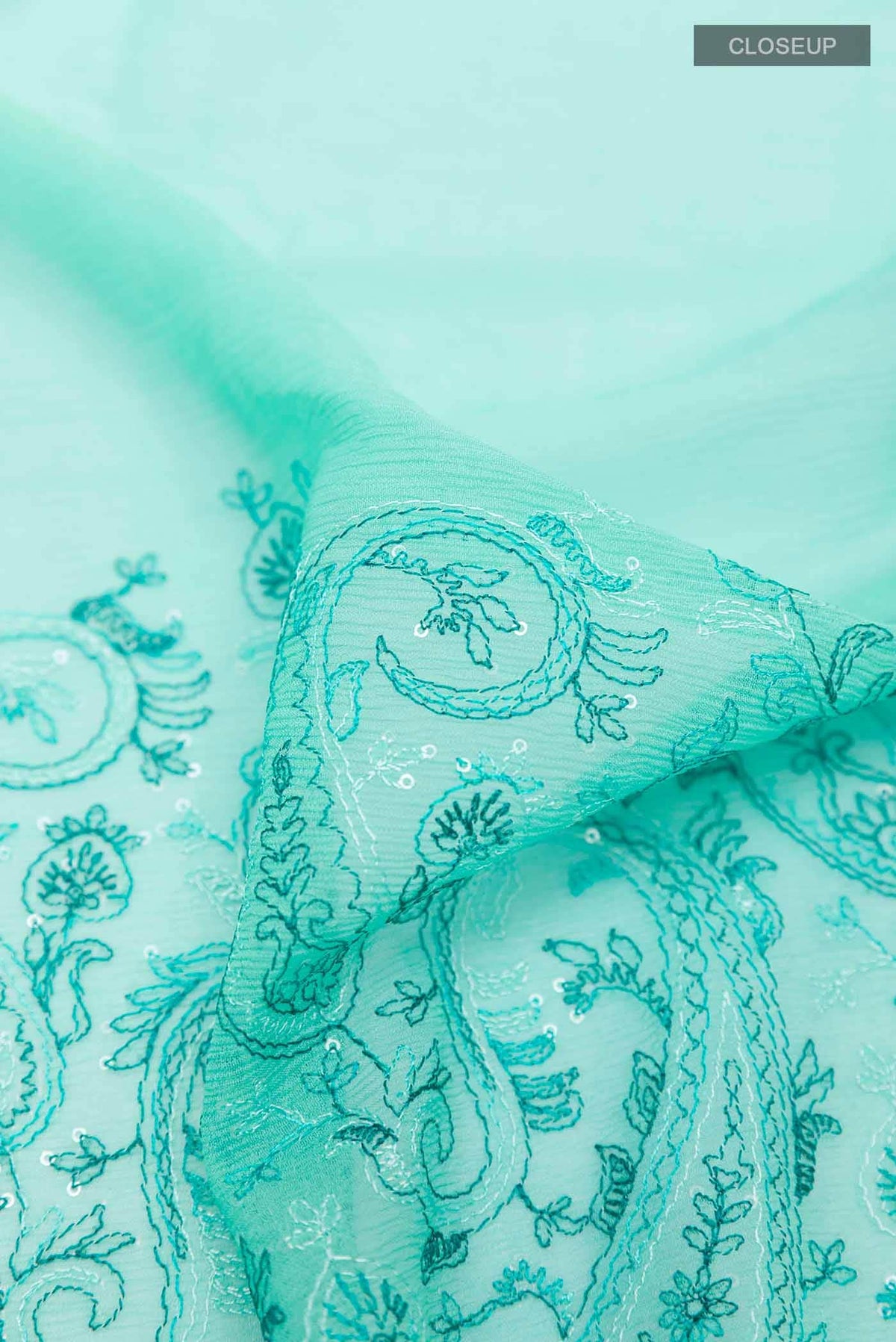 Turquoise Mysore Chiffon Saree