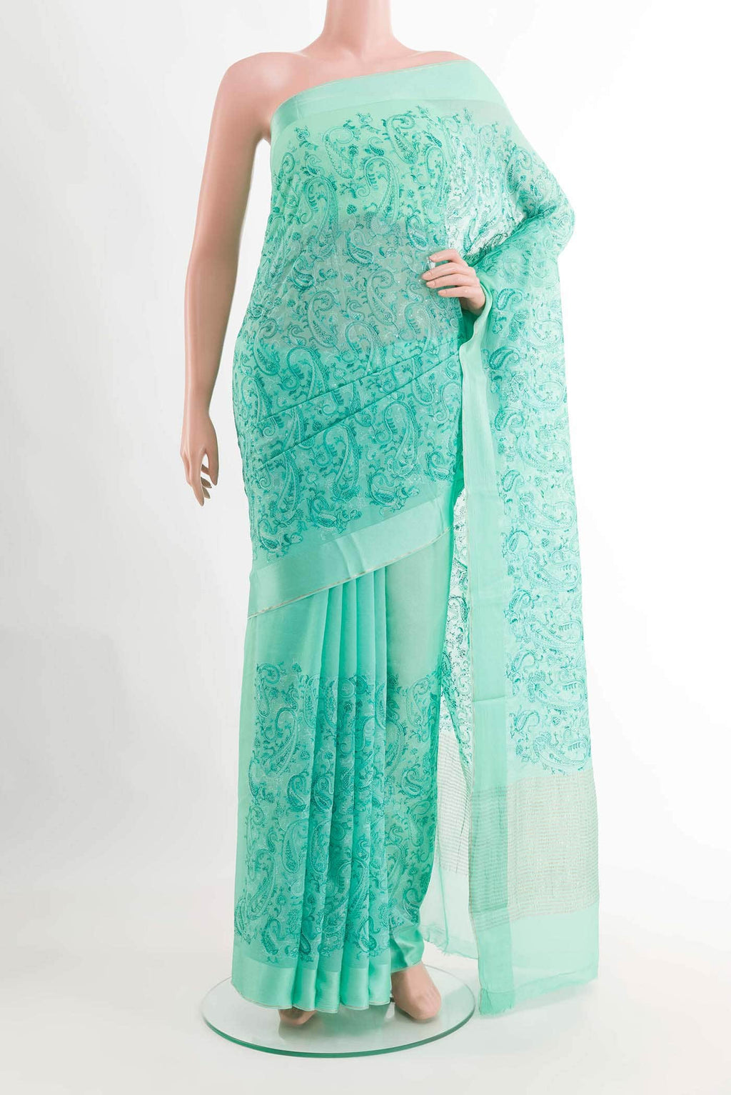 Mint Green Mysore Chiffon Saree