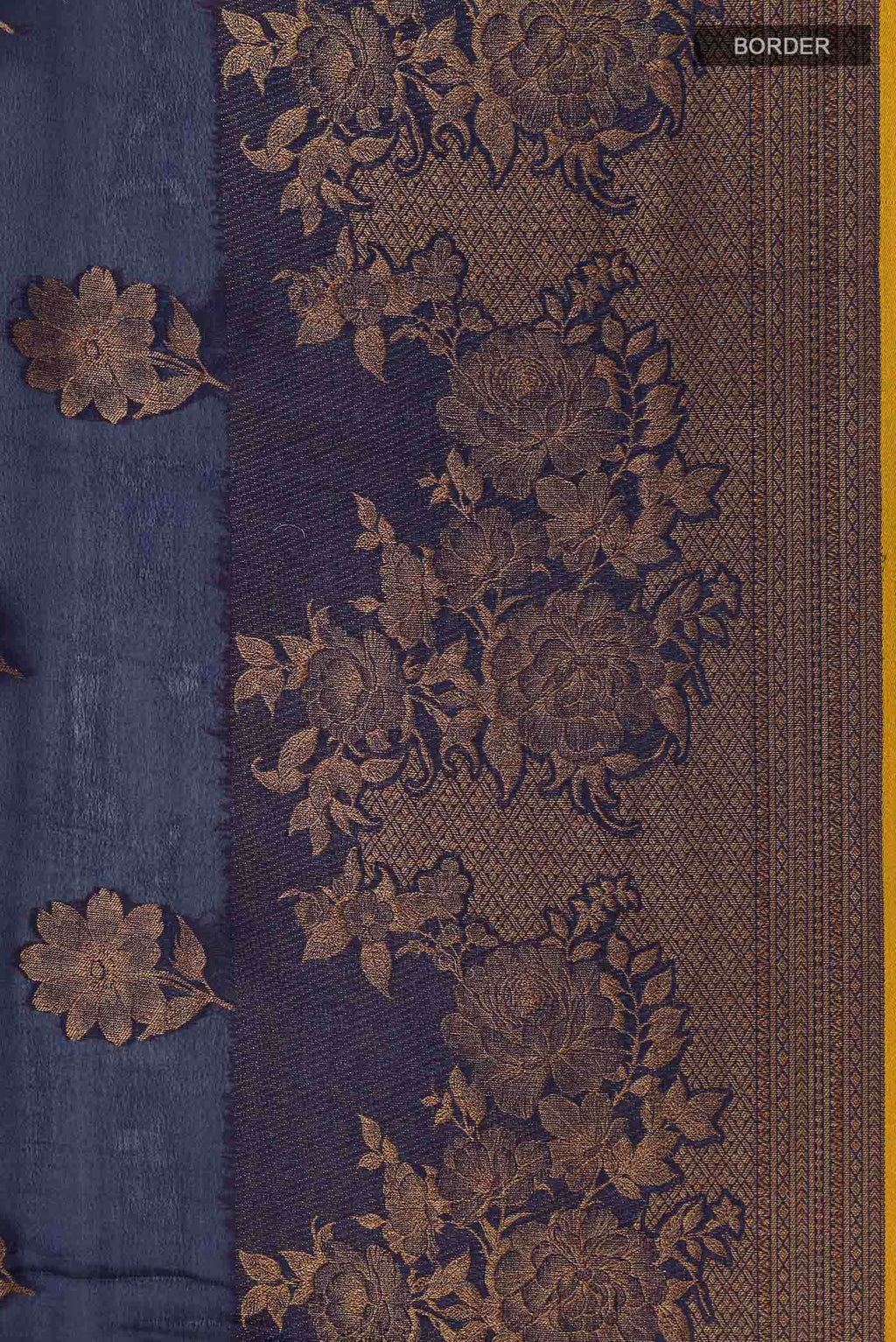 Navy Blue Mysore Crepe Saree