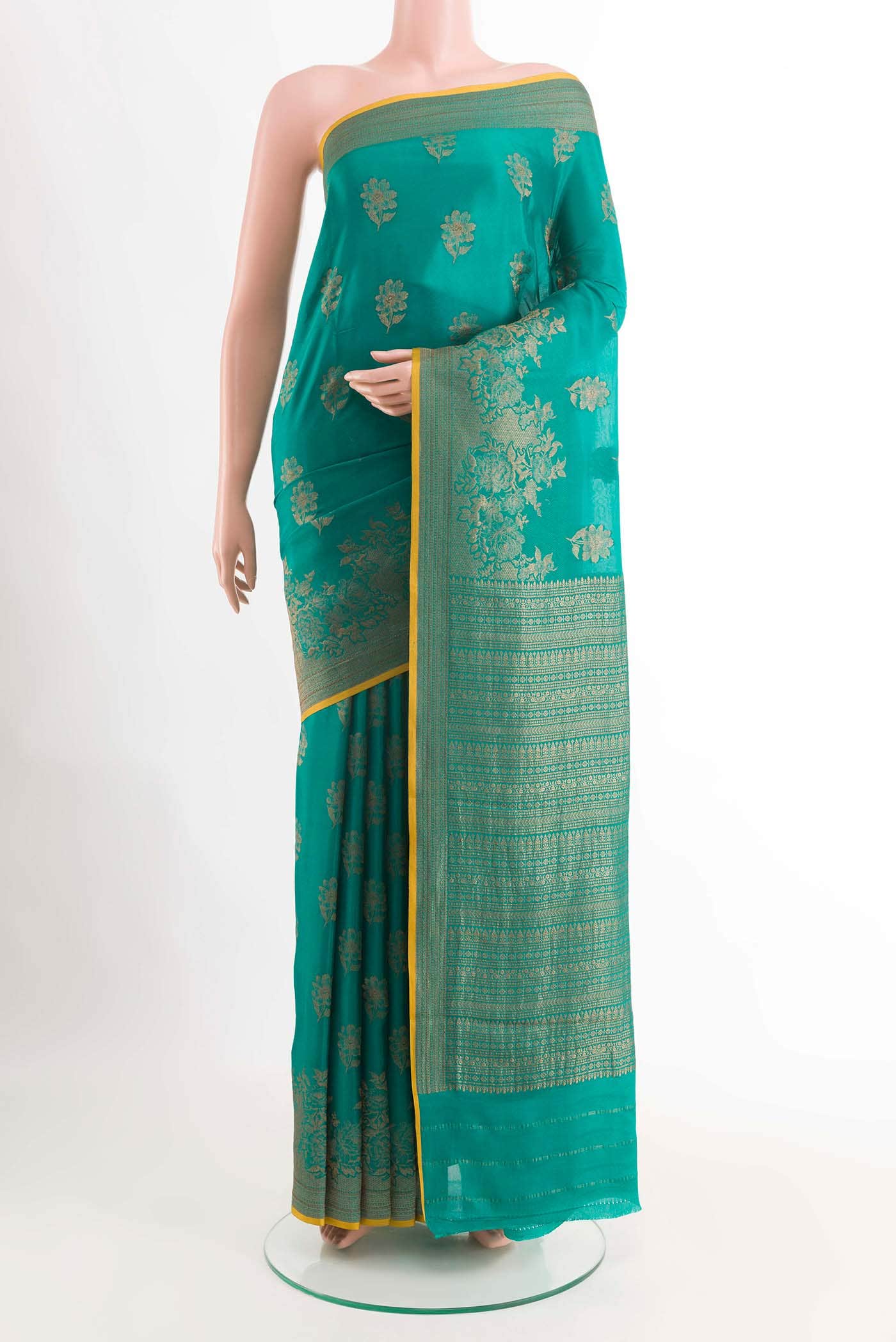 Sea Green Mysore Crepe Saree