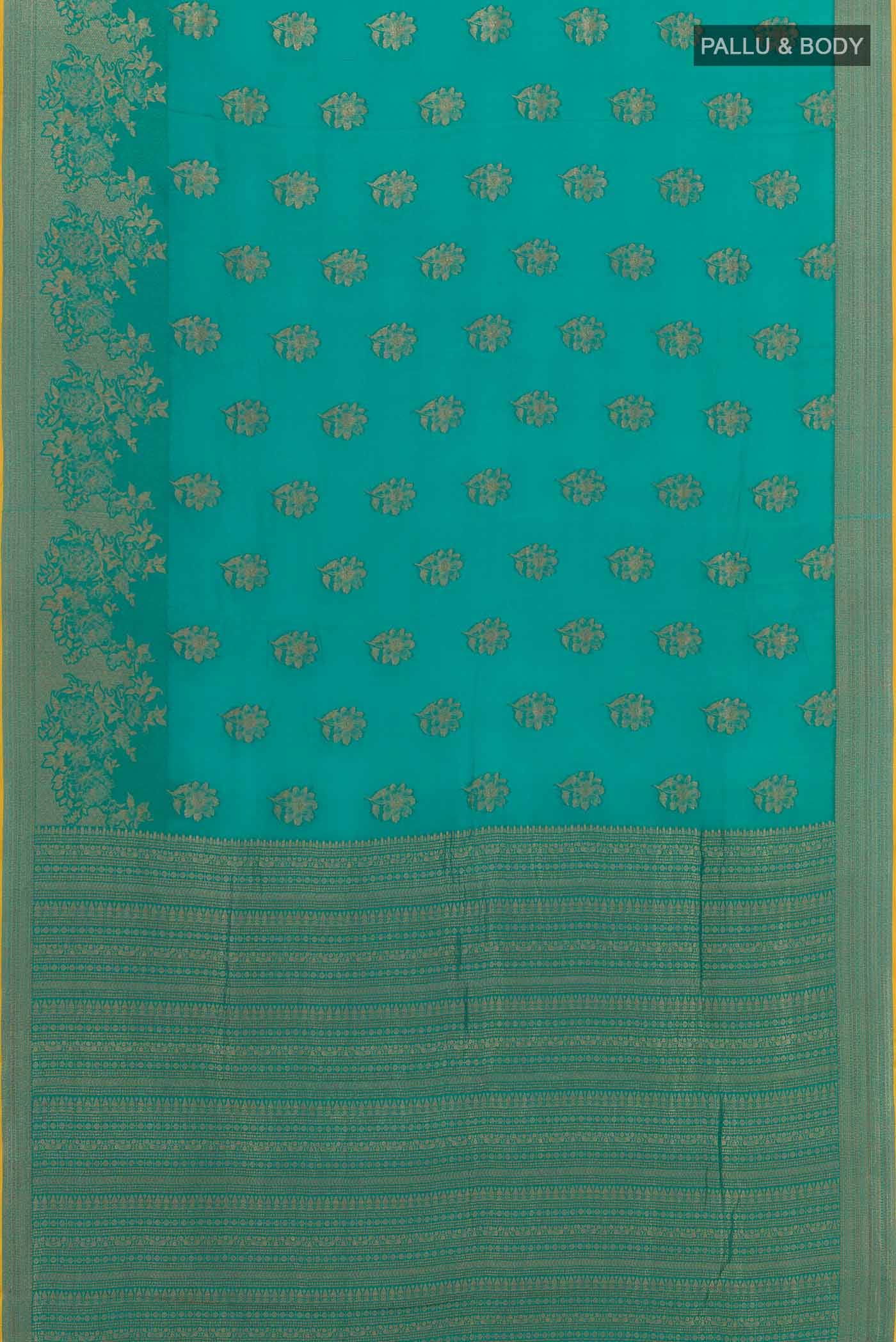 Sea Green Mysore Crepe Saree