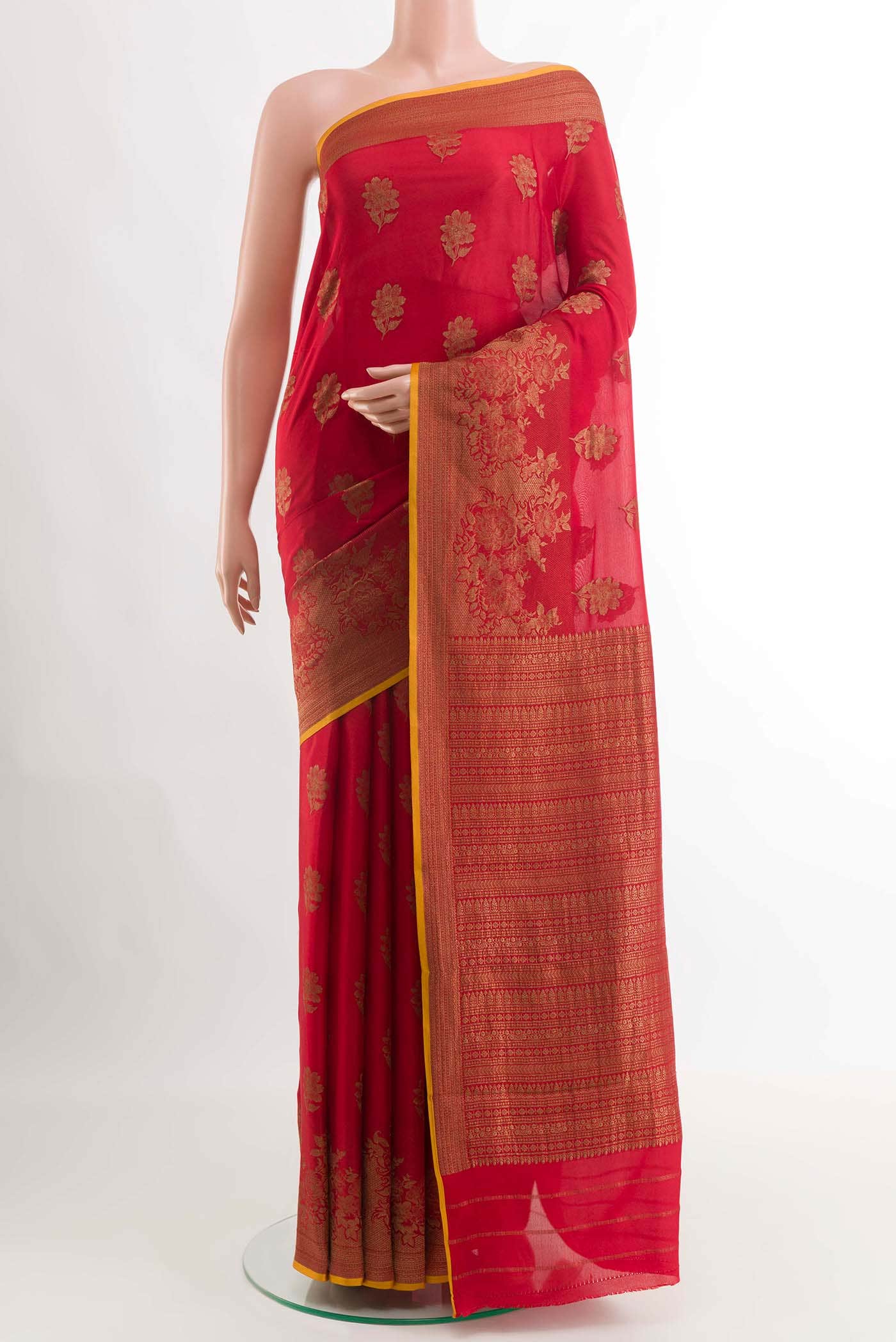 Red Mysore Georgette Saree
