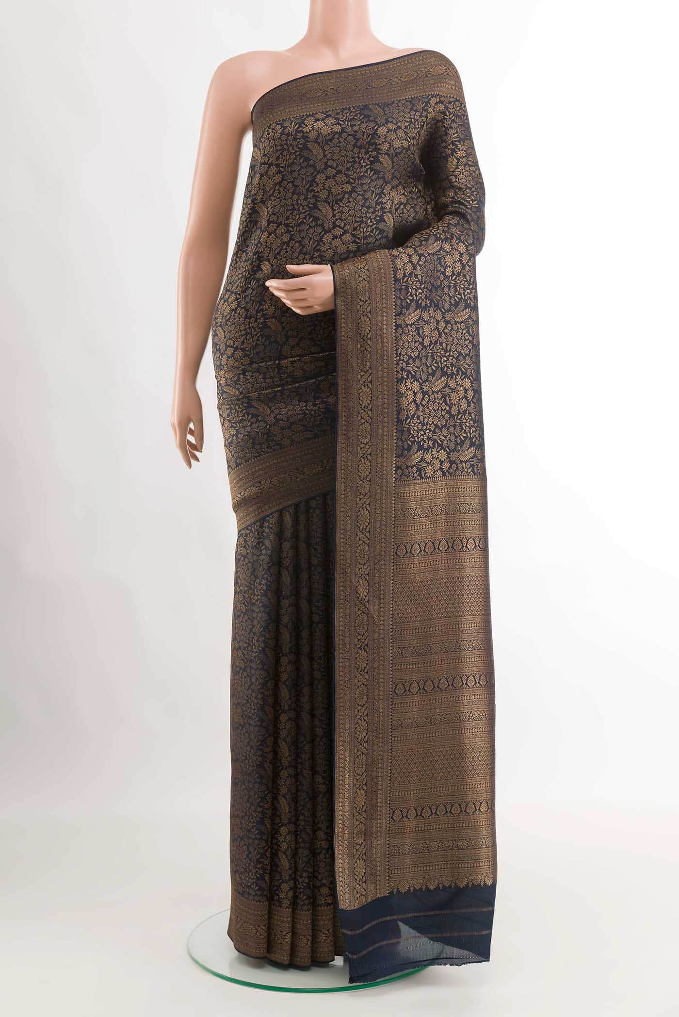 Navy Blue Mysore Georgette Saree