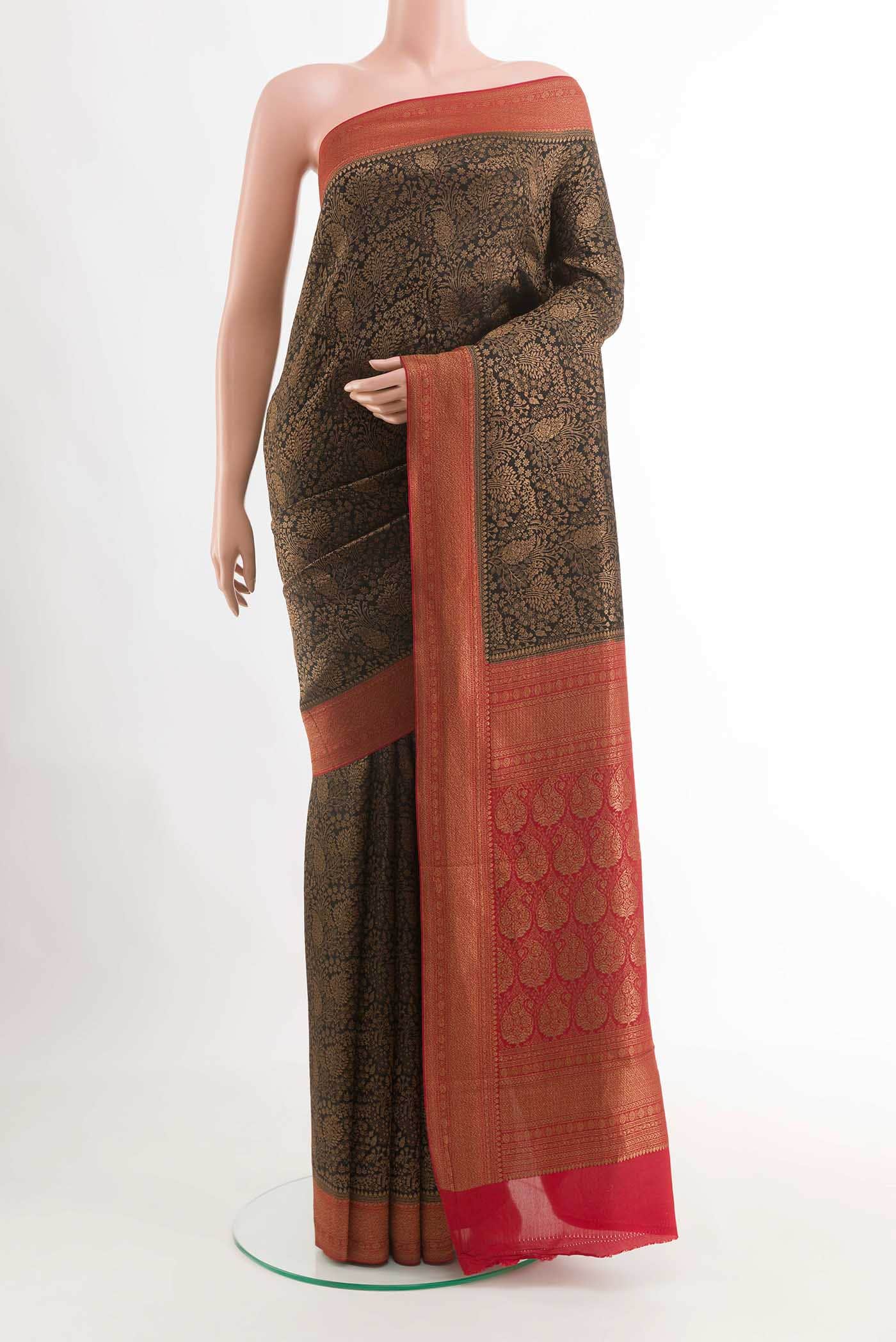 Black Mysore Crepe Saree