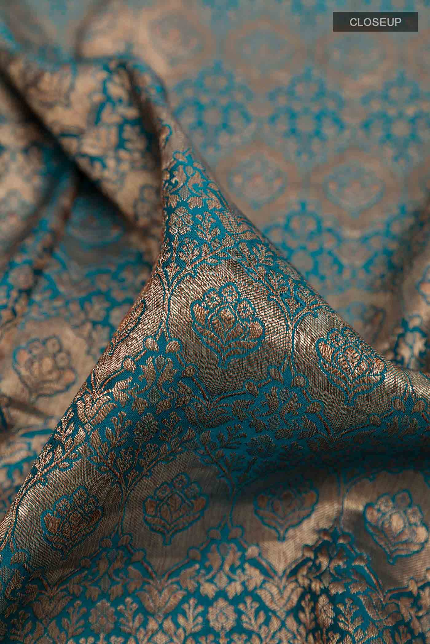 Blue Mysore Crepe Saree