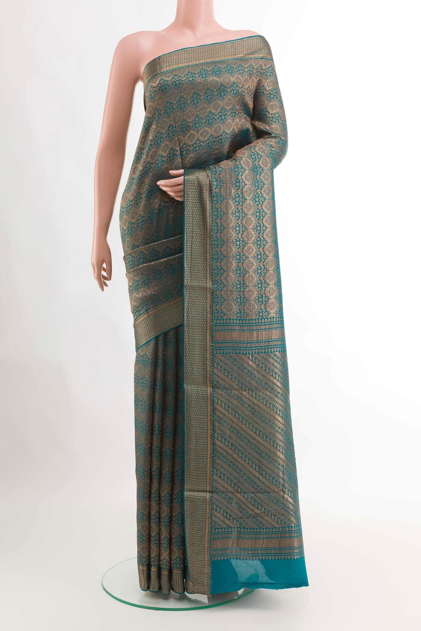 Blue Mysore Crepe Saree