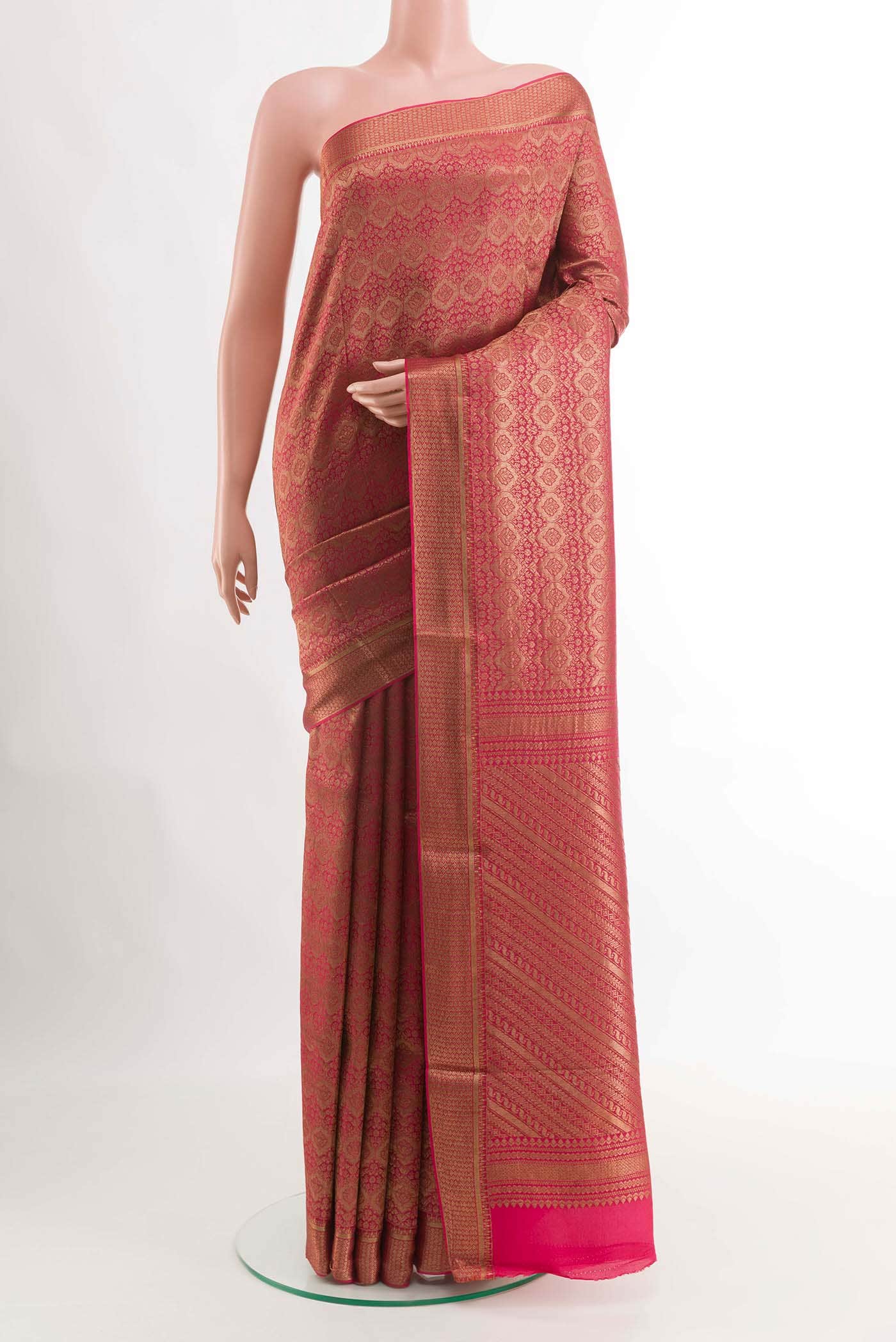 Dark Pink Mysore Crepe Saree