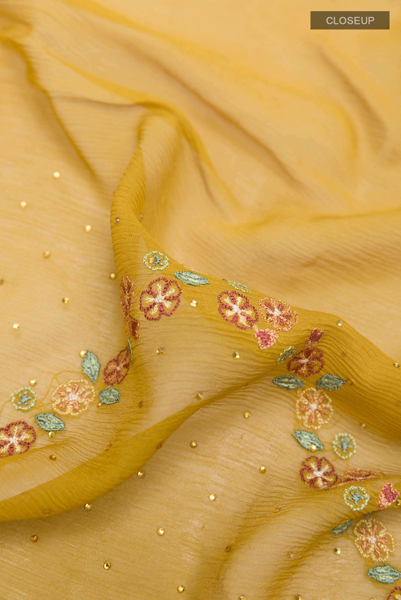 Mustard Mysore Chiffon Saree