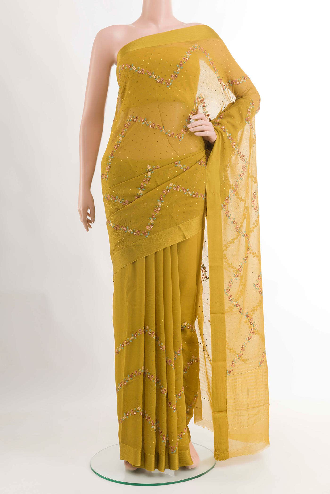 Mustard Mysore Chiffon Saree
