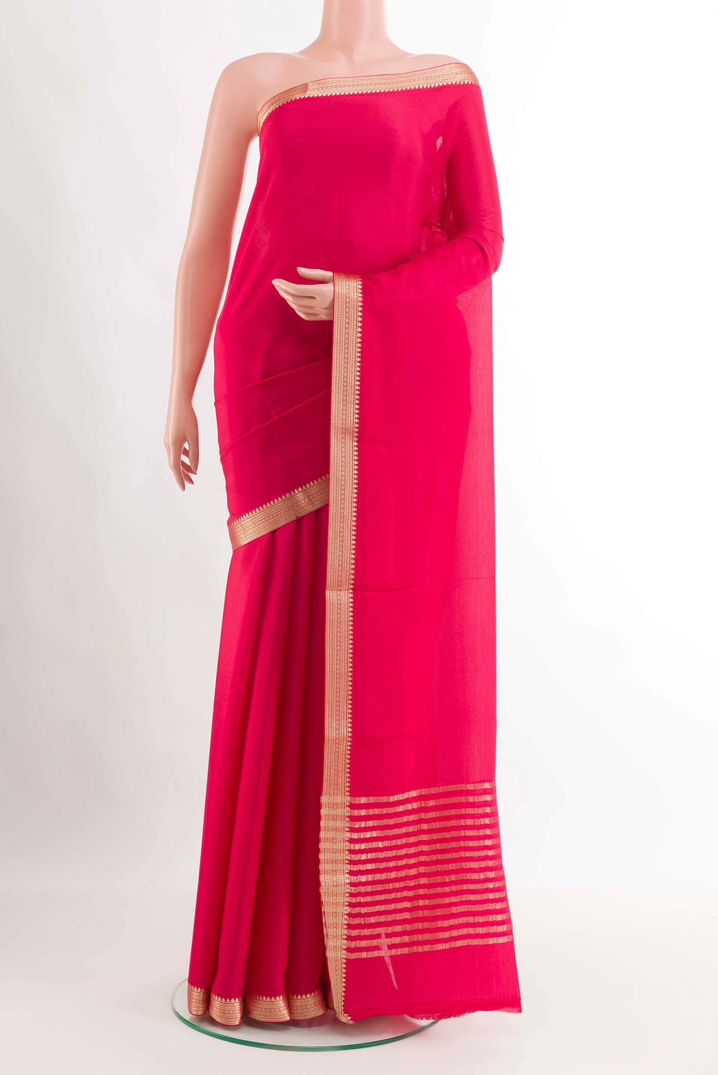 Pink Mysore Crepe Saree