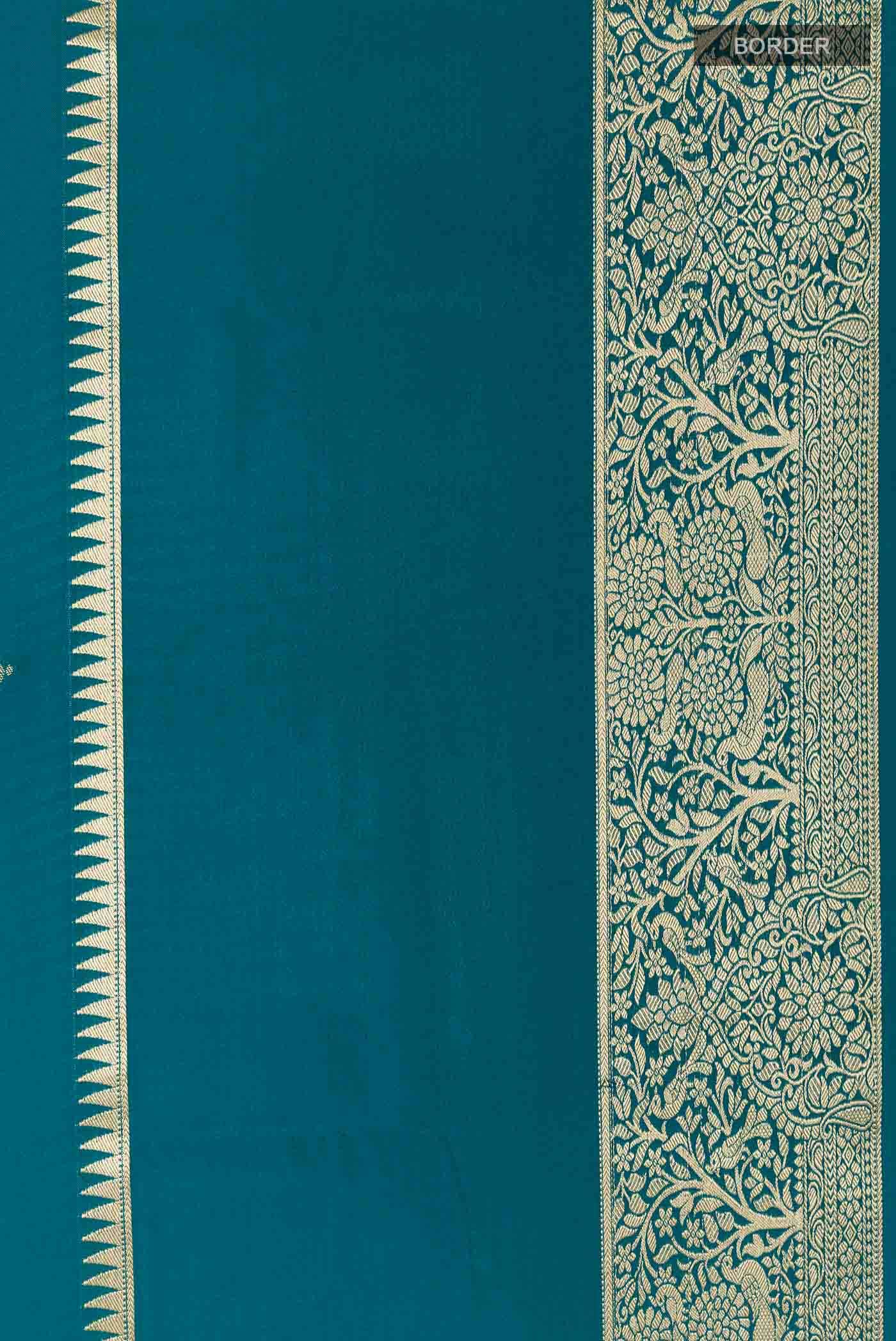 Peacock Blue Mysore Crepe Saree