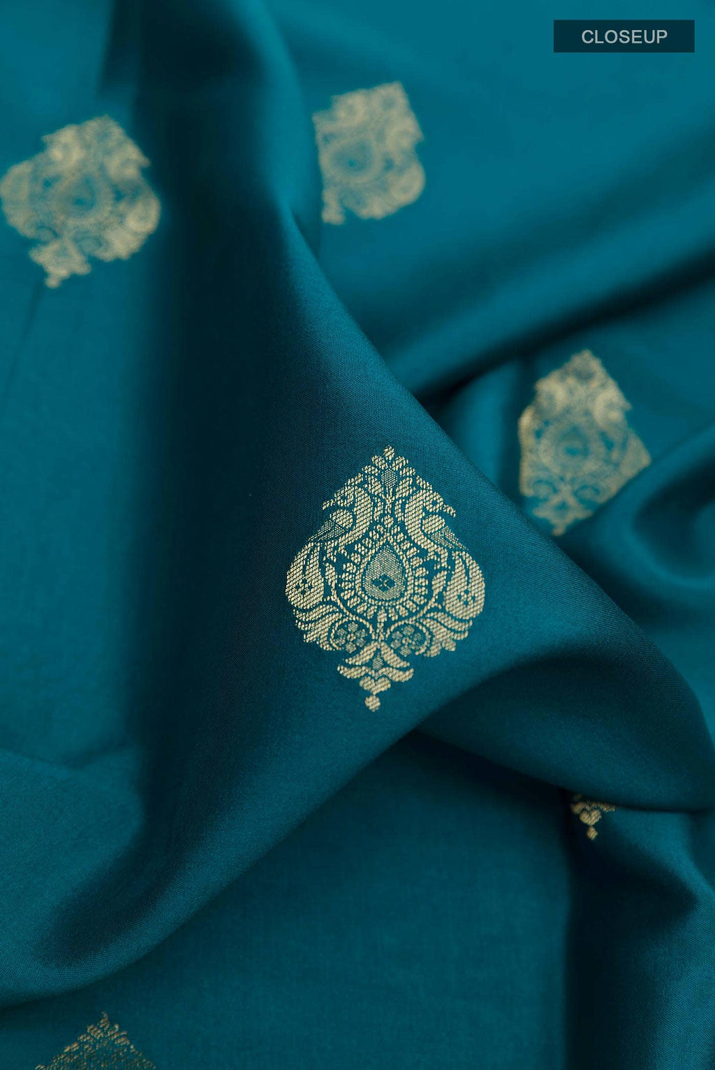 Peacock Blue Mysore Crepe Saree