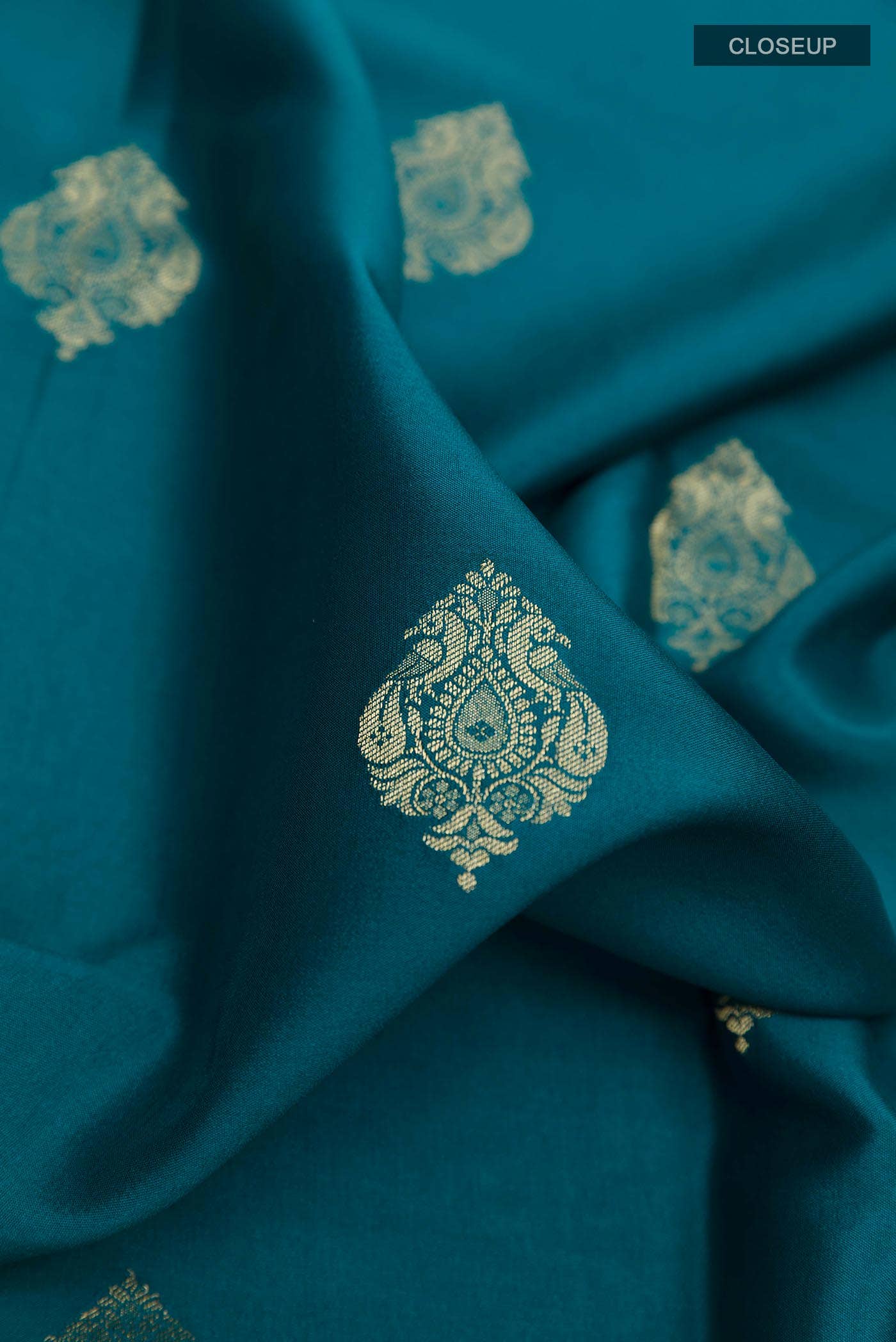 Peacock Blue Mysore Crepe Saree