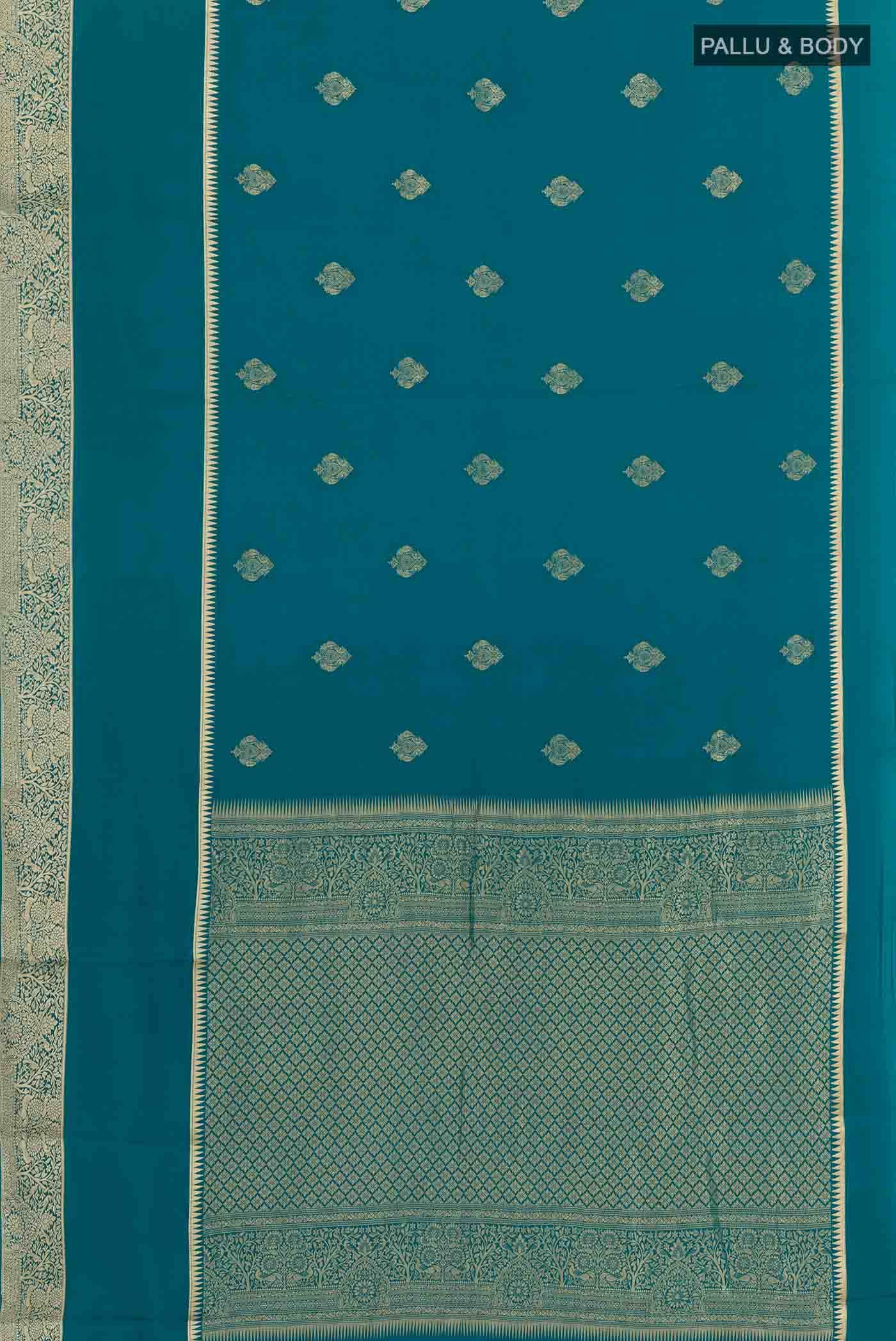 Peacock Blue Mysore Crepe Saree