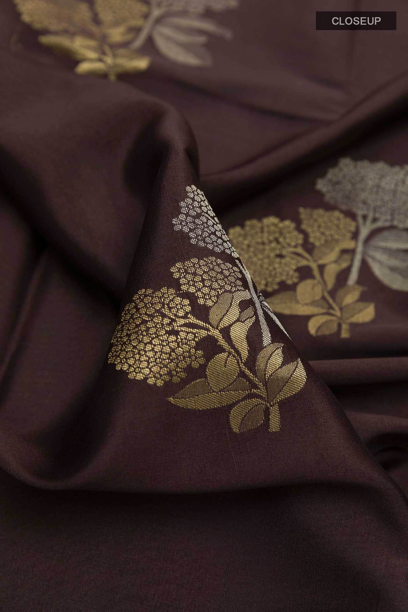 Brown Mysore Crepe Saree