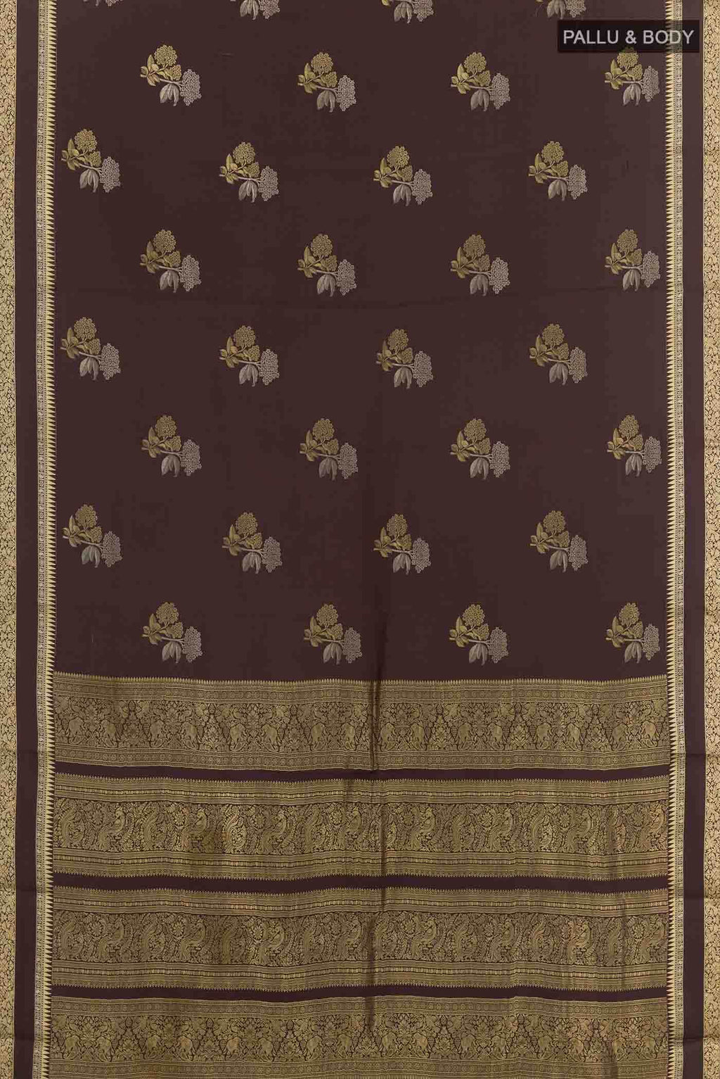 Brown Mysore Crepe Saree