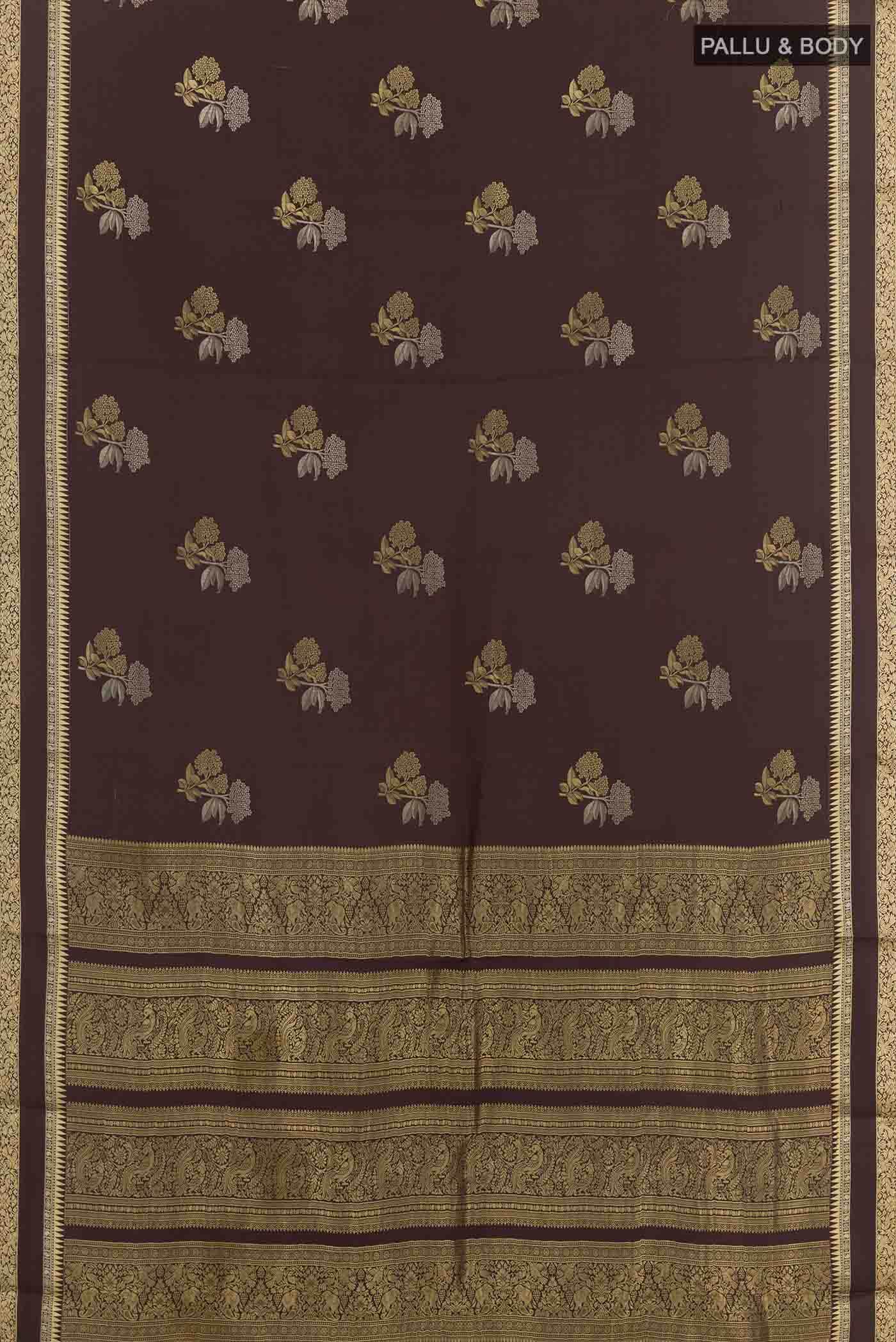 Brown Mysore Crepe Saree