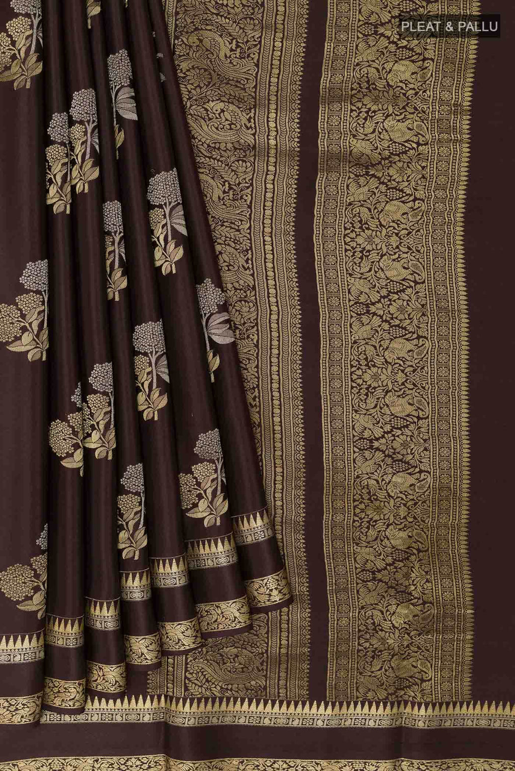 Brown Mysore Crepe Saree
