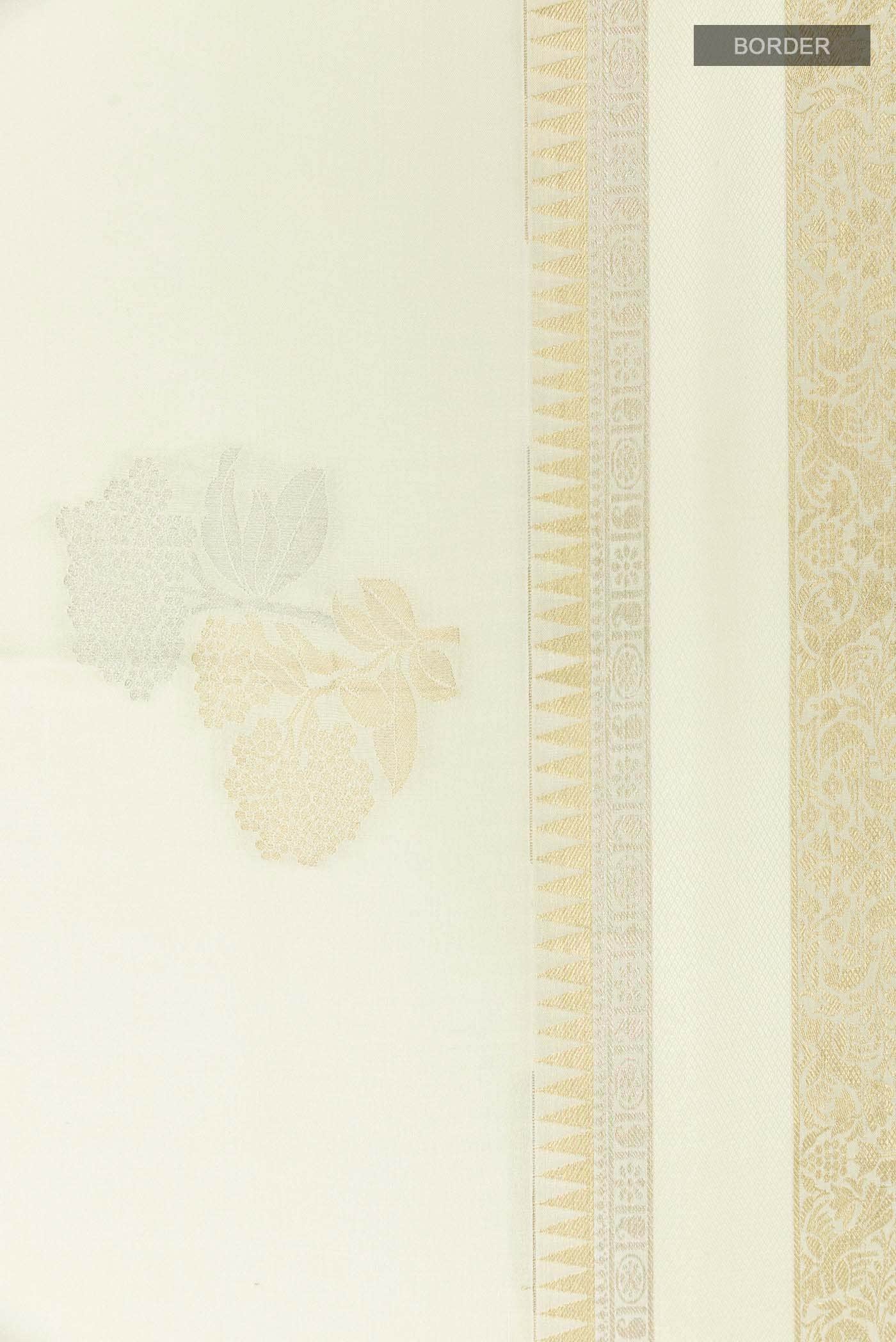 Pearl White Mysore Crepe Saree