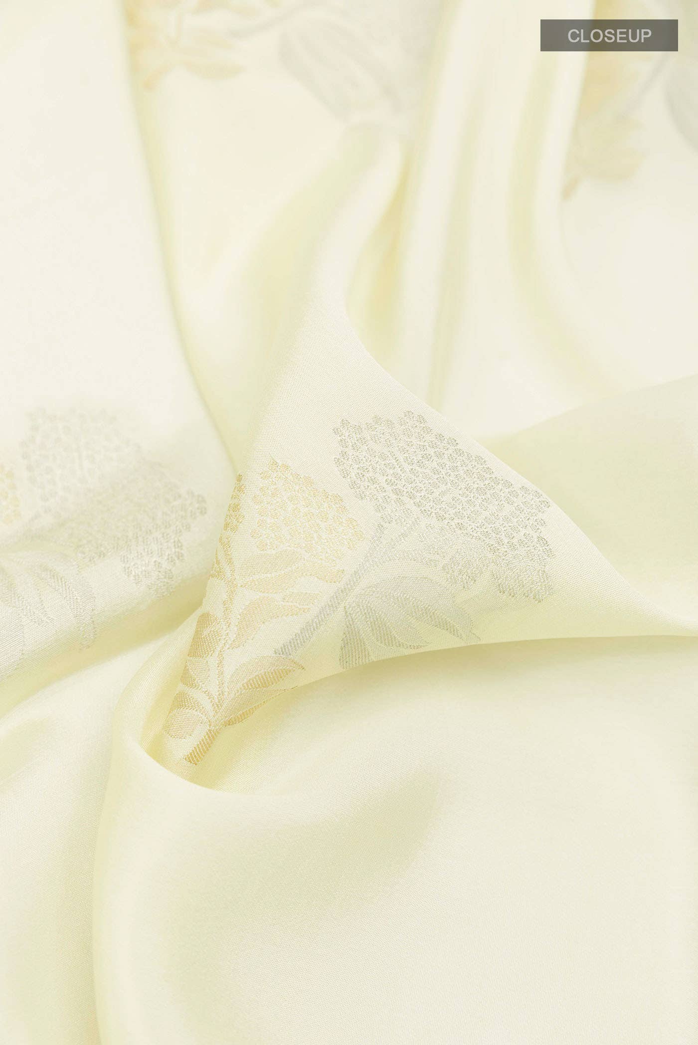 Pearl White Mysore Crepe Saree