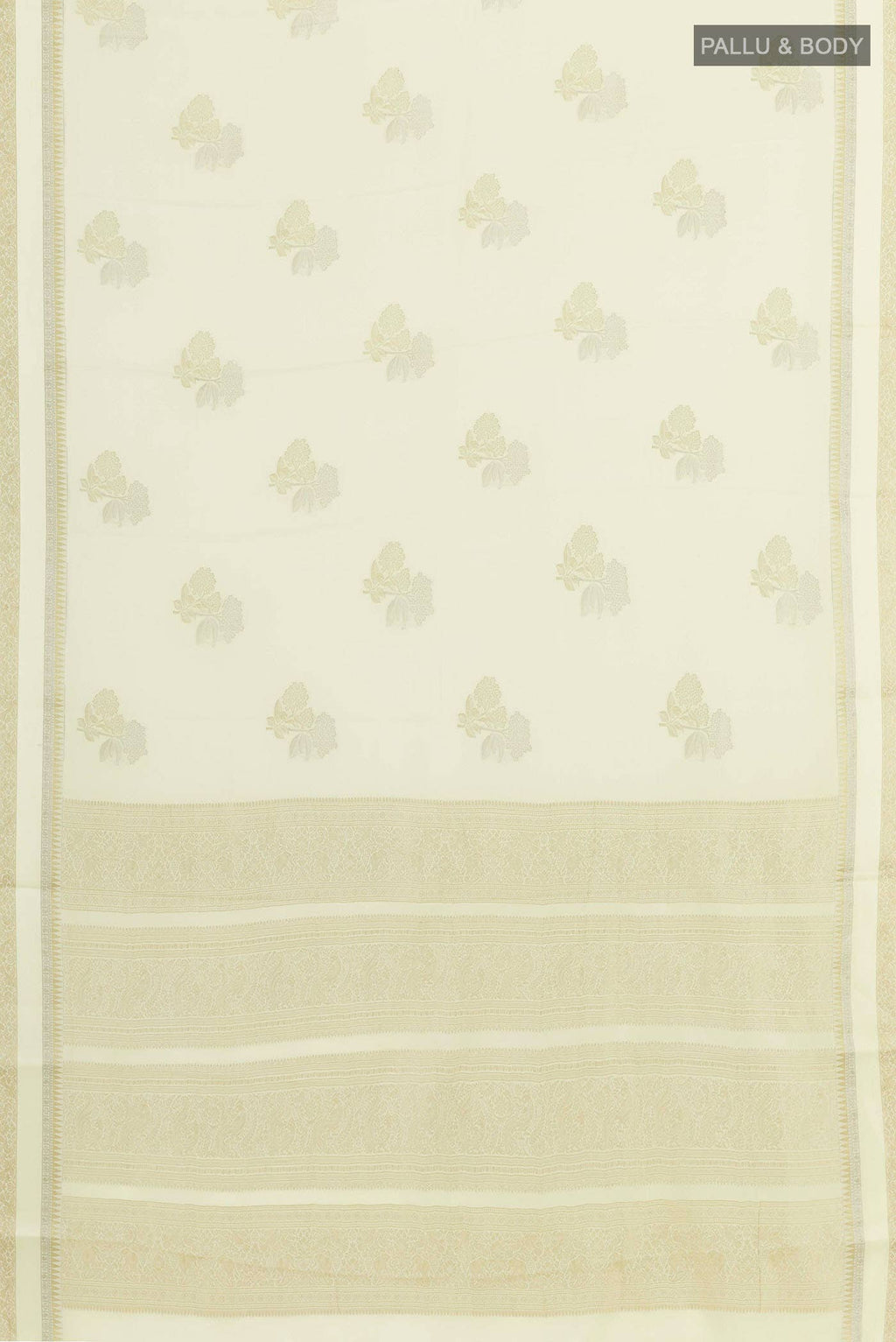 Pearl White Mysore Crepe Saree