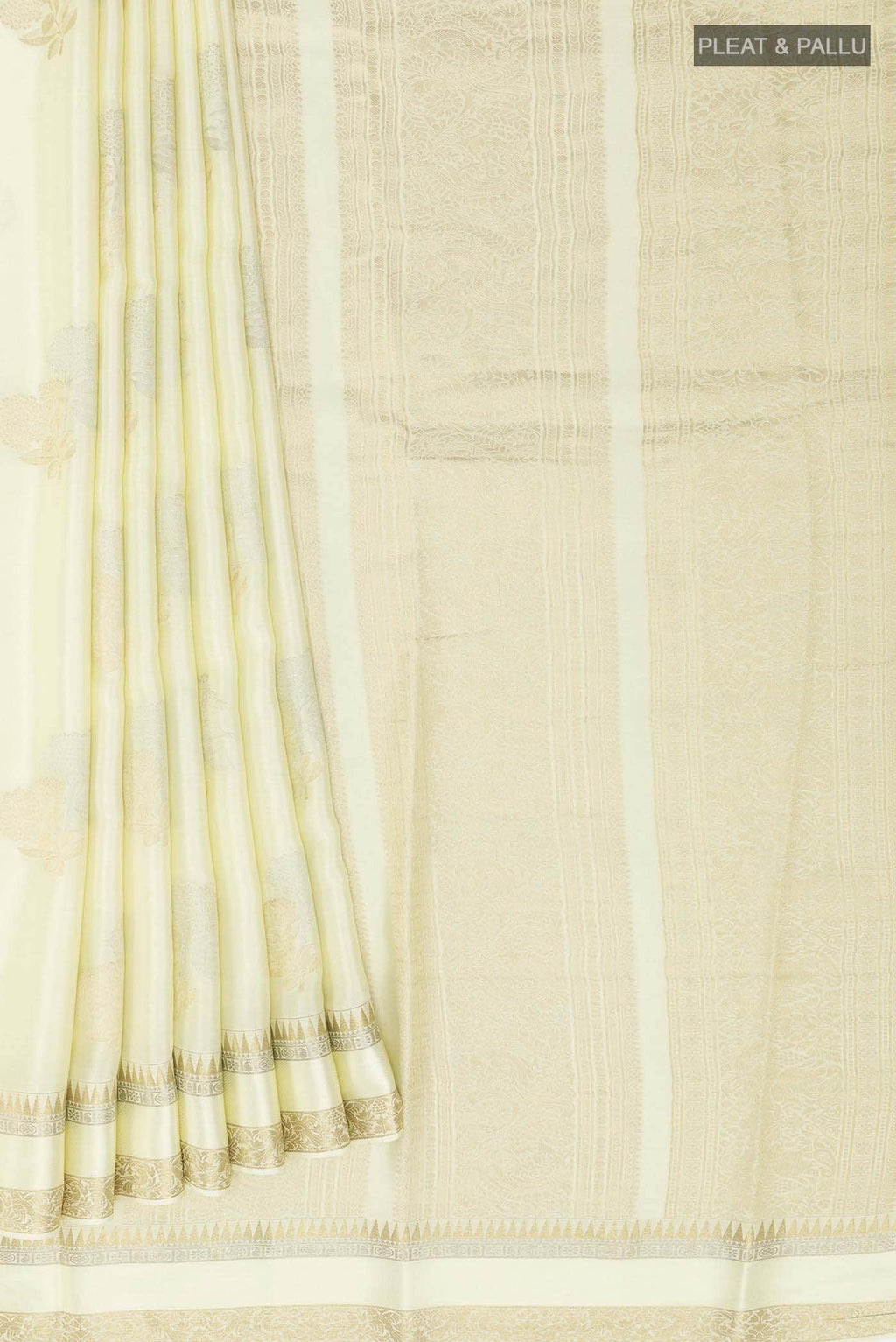 Pearl White Mysore Crepe Saree