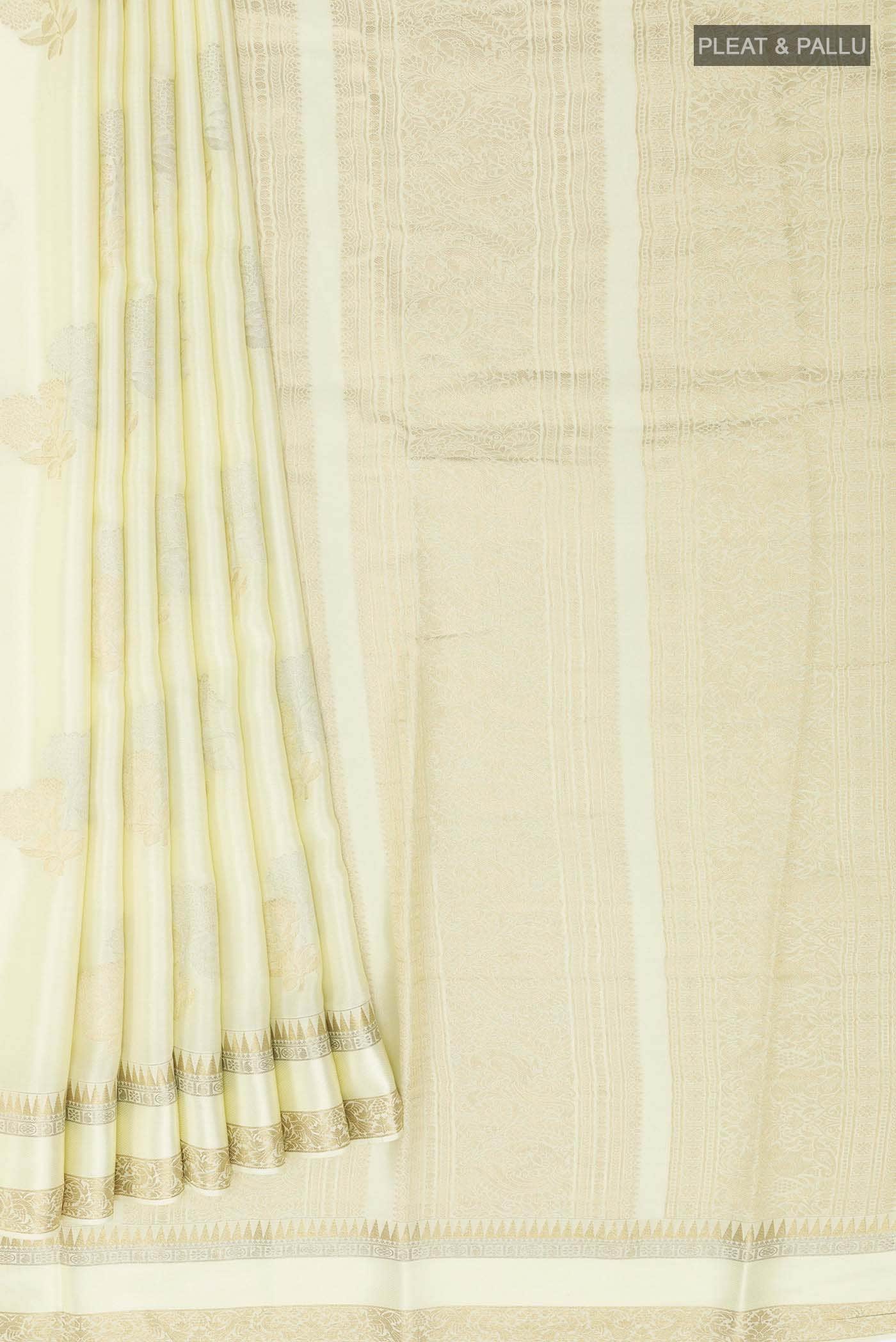Pearl White Mysore Crepe Saree