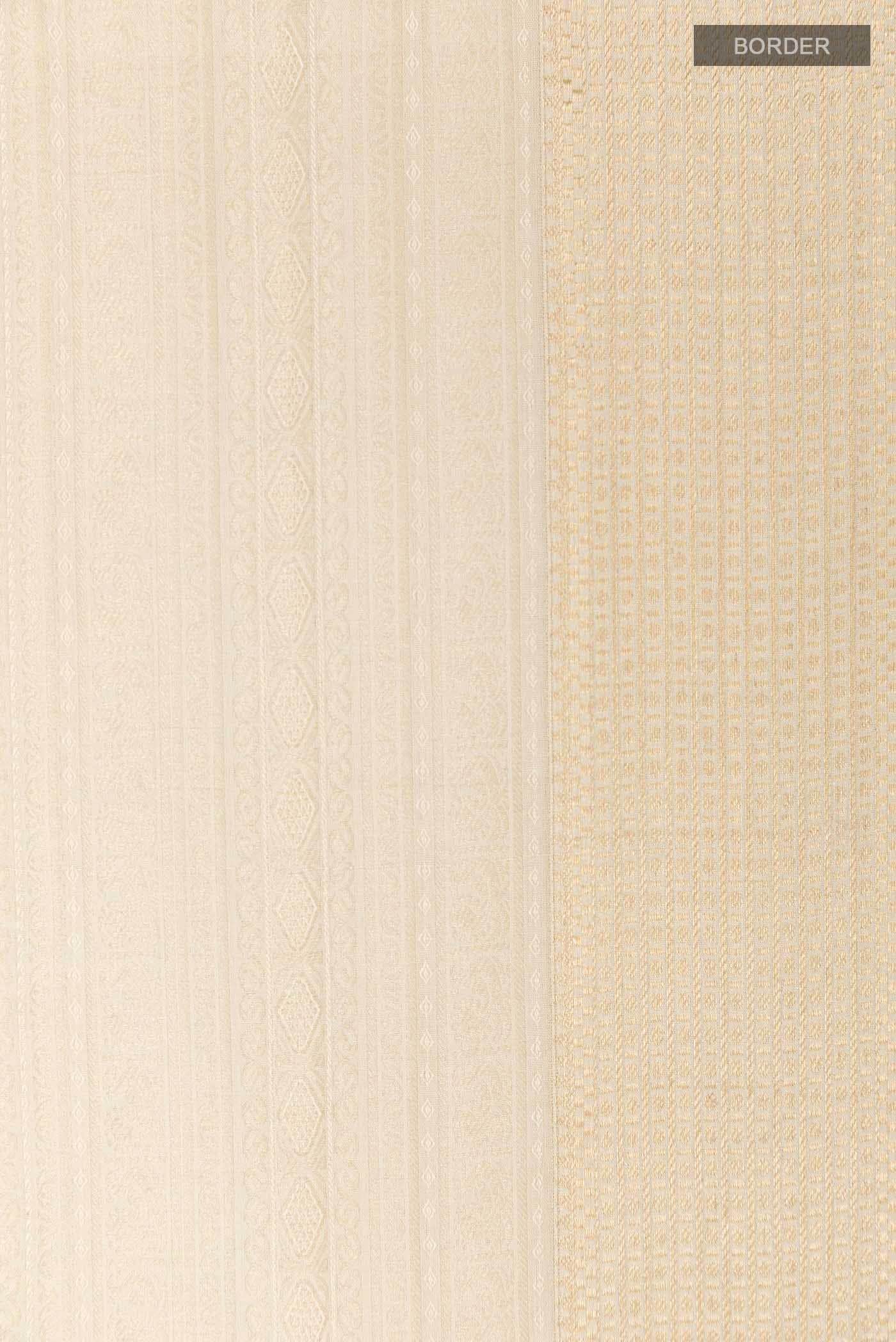 Pearl White Mysore Crepe Saree