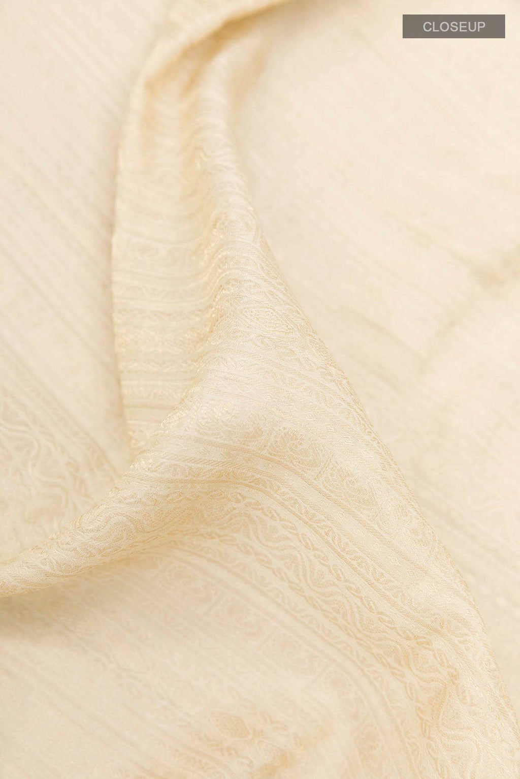 Pearl White Mysore Crepe Saree