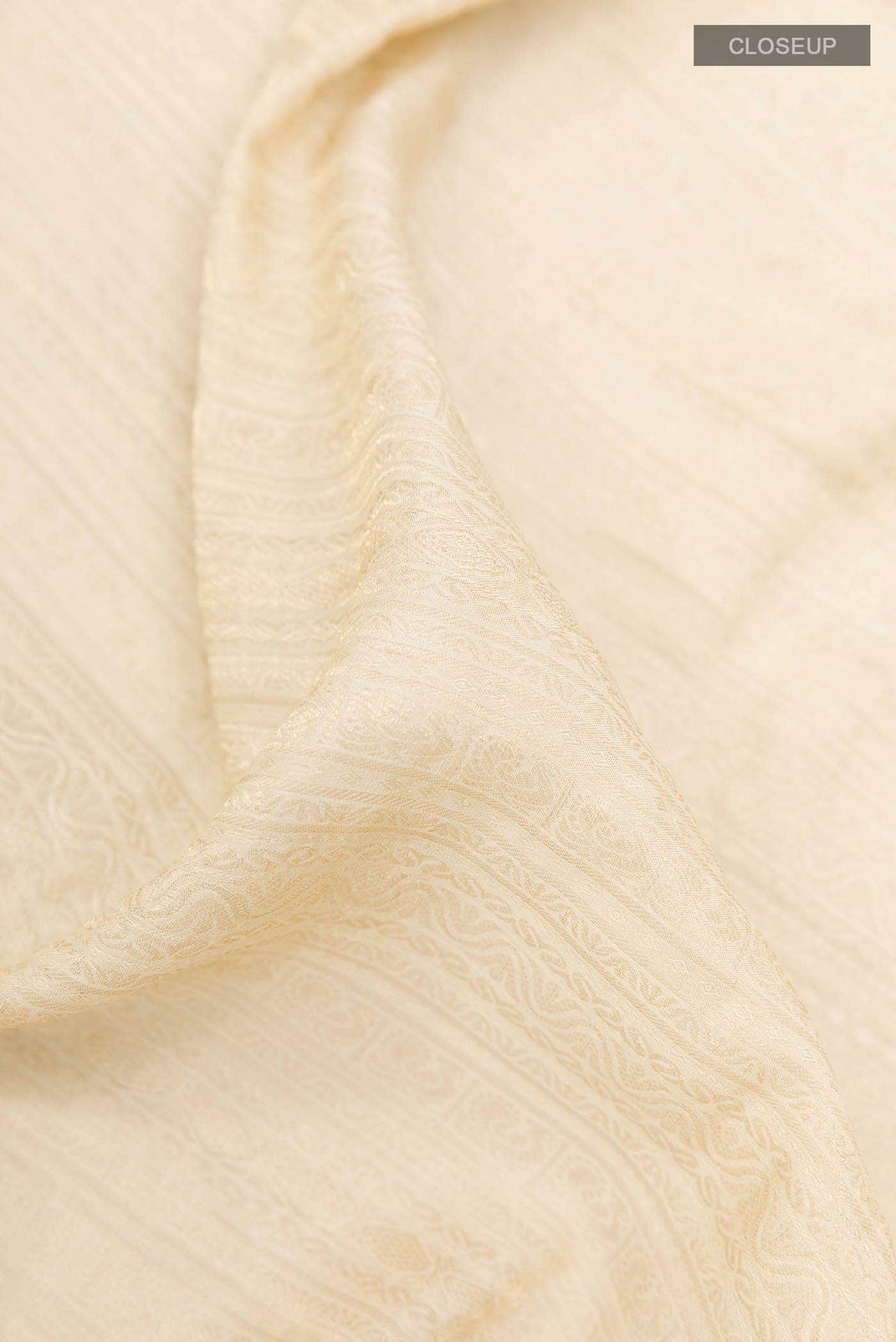 Pearl White Mysore Crepe Saree