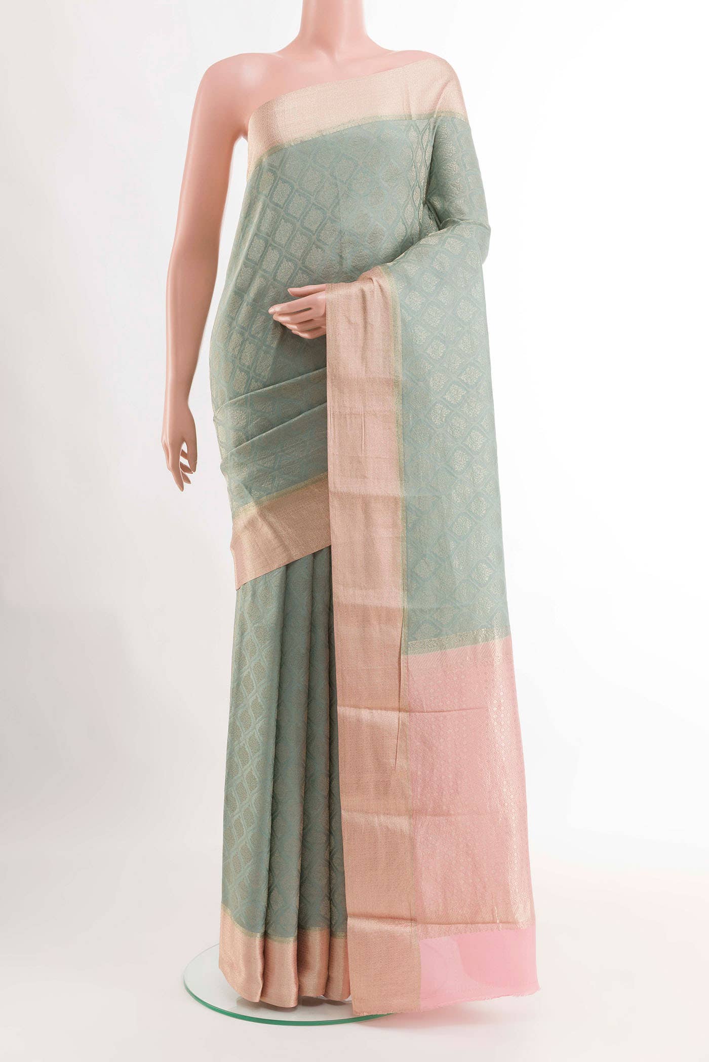 Grey Mysore Crepe Saree