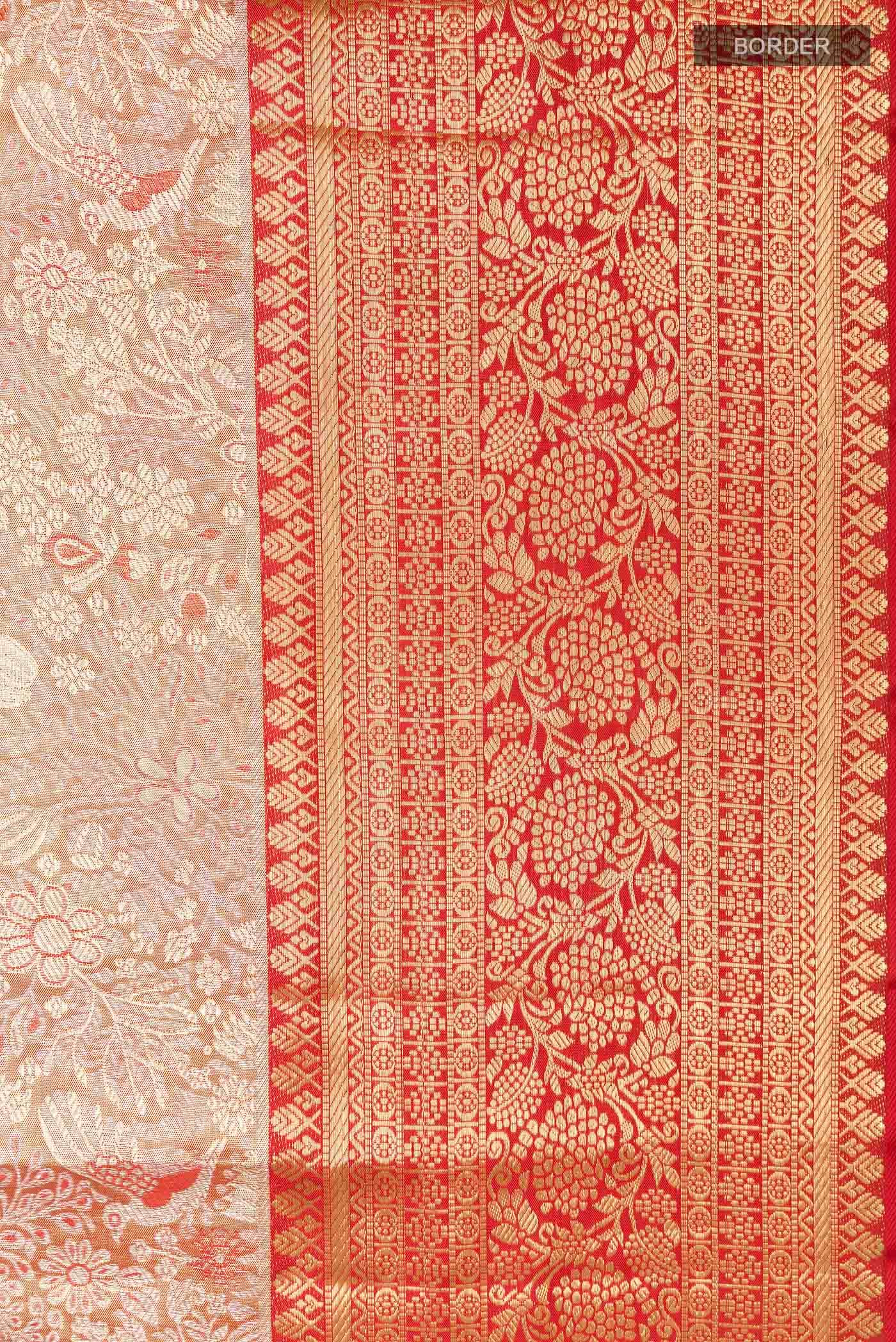 Orange Dual Tone Kanchipuram Silk Saree