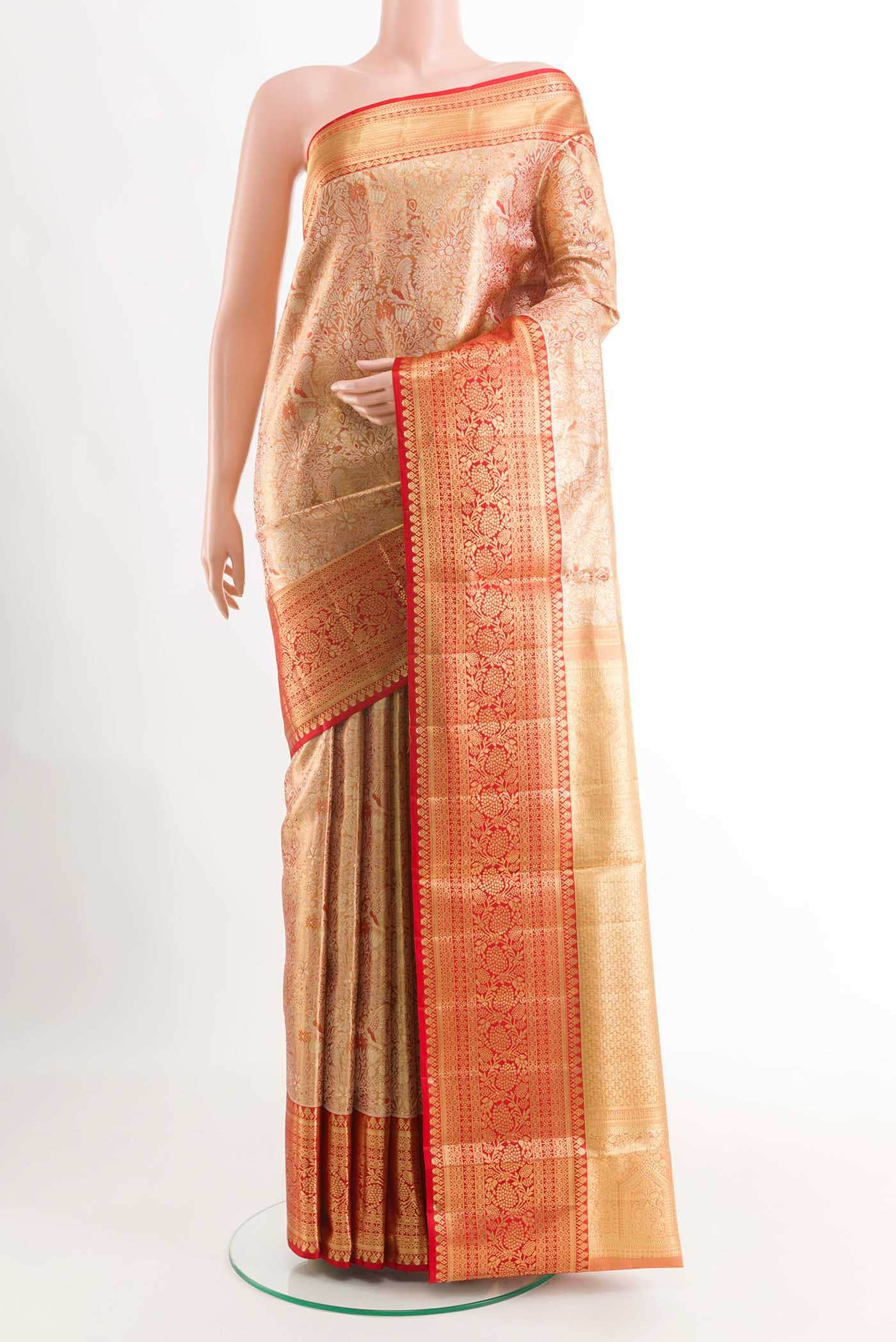 Orange Dual Tone Kanchipuram Silk Saree