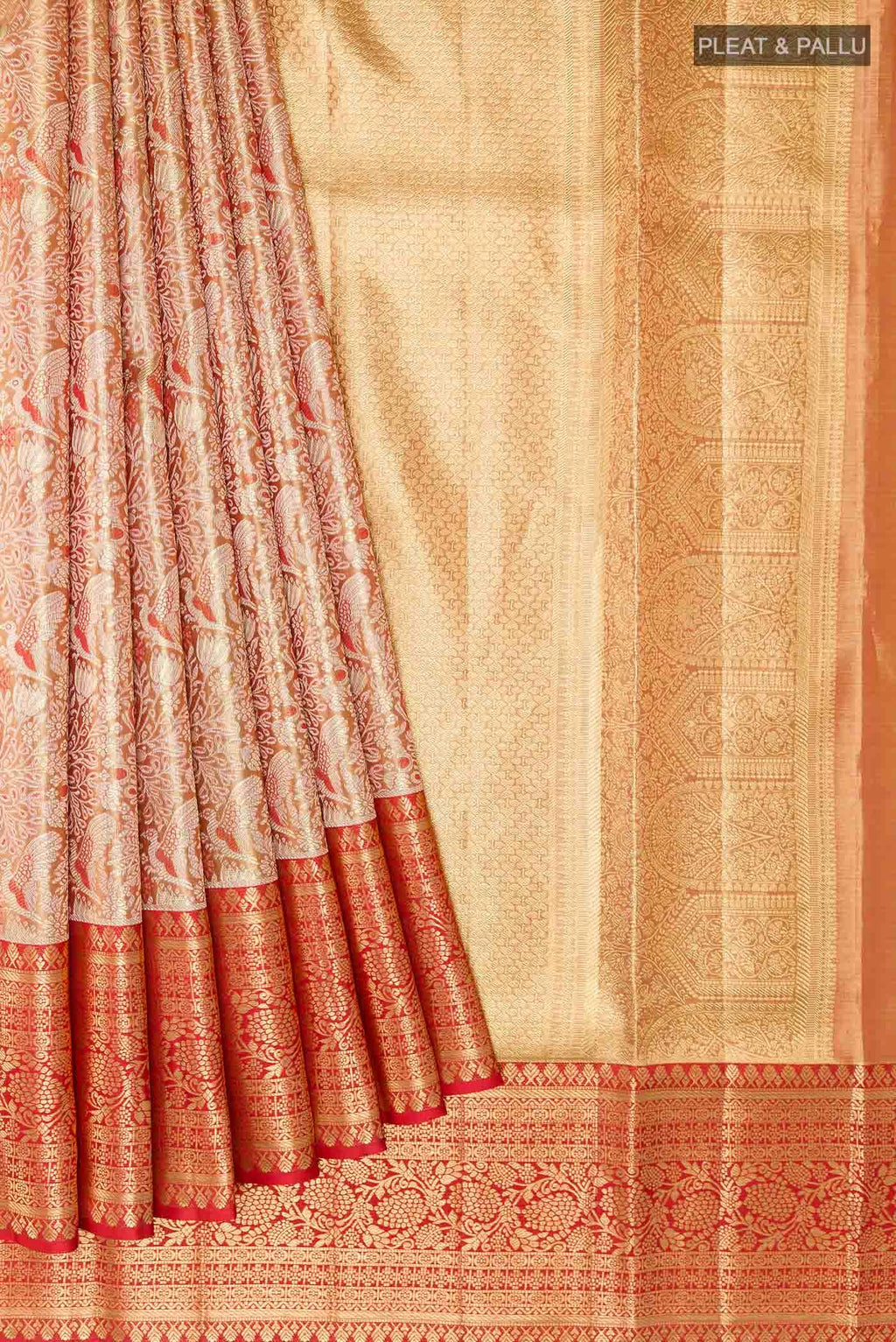 Orange Dual Tone Kanchipuram Silk Saree