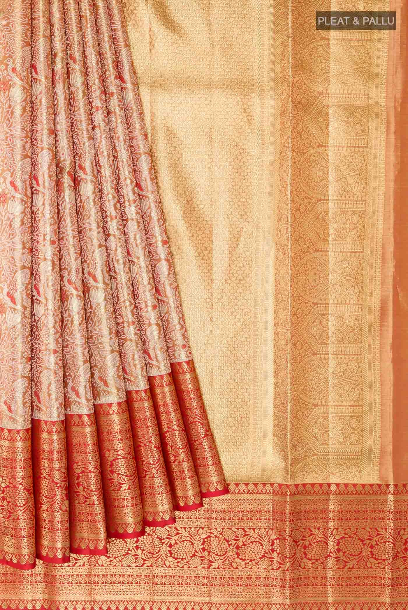 Orange Dual Tone Kanchipuram Silk Saree