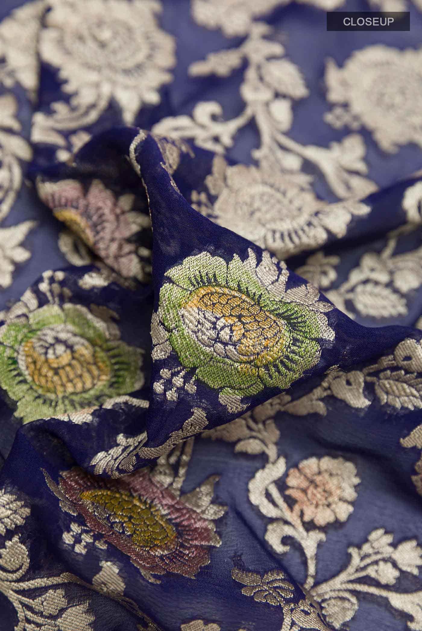 Blue Banarasi Georgette Saree