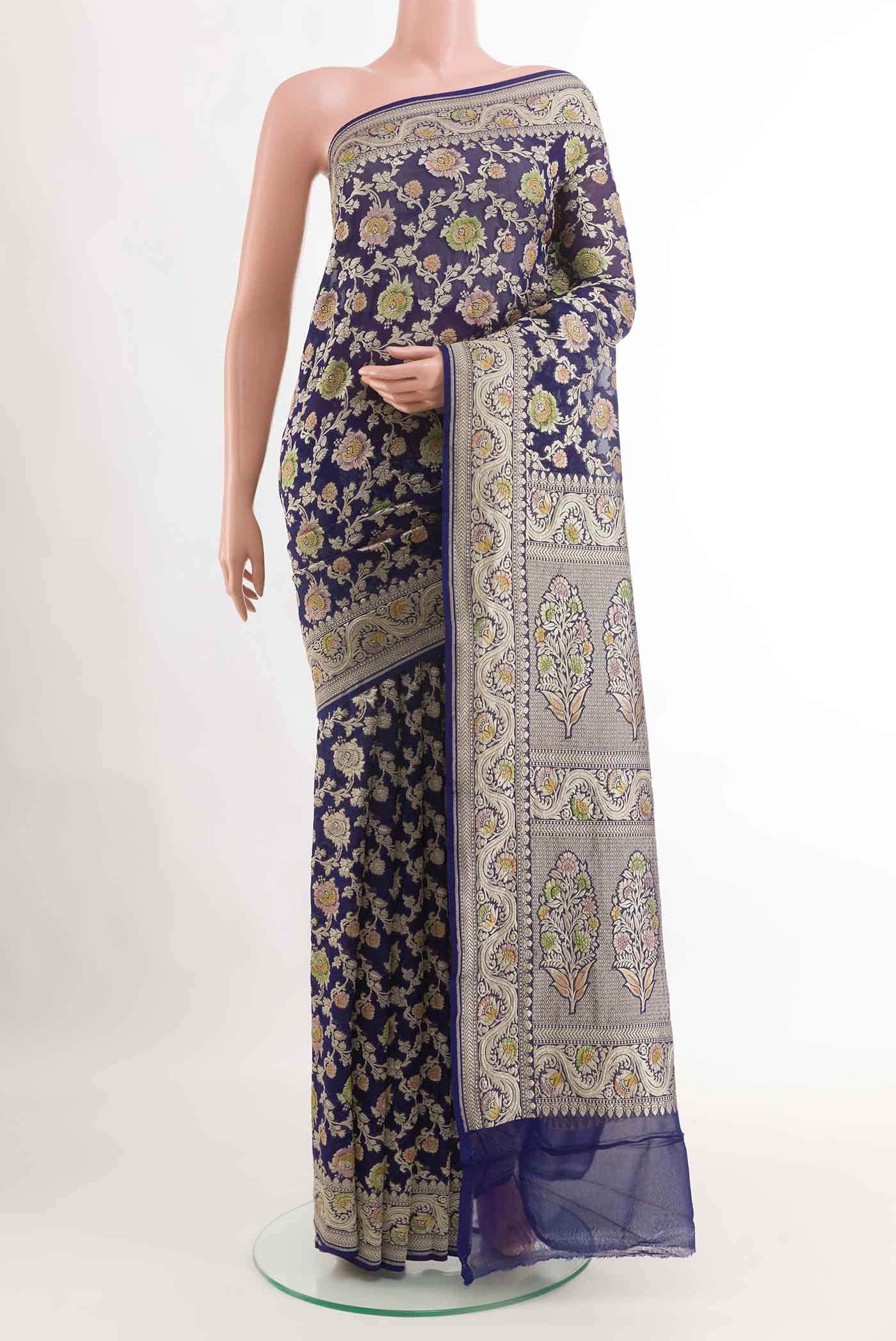 Blue Banarasi Georgette Saree
