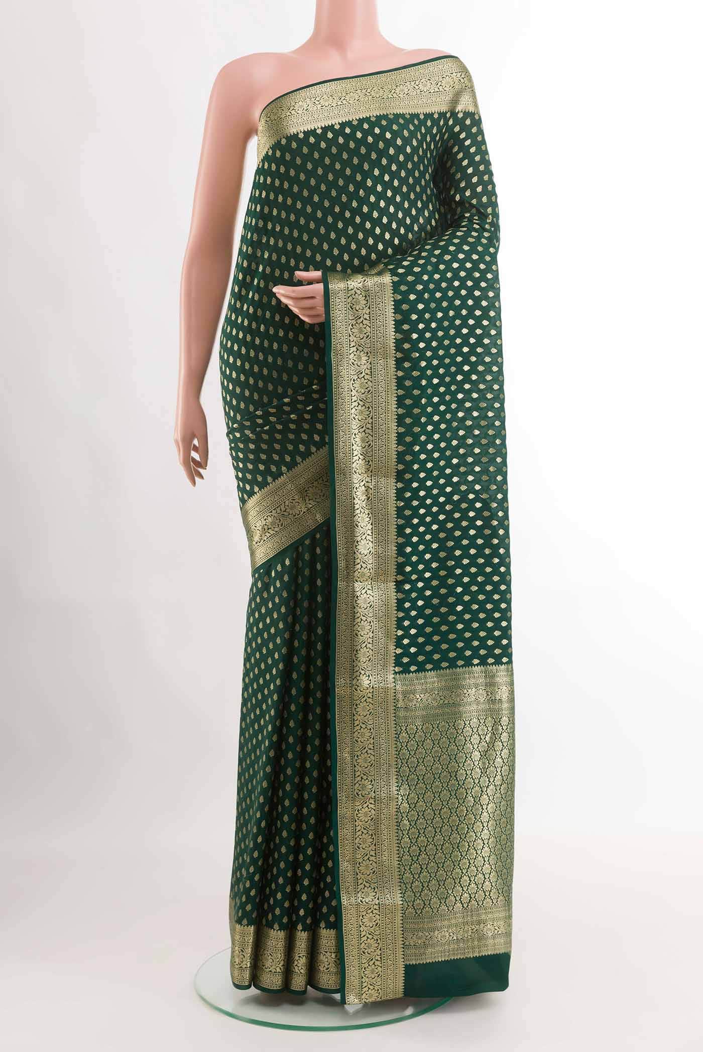 Green Mysore Crepe Saree