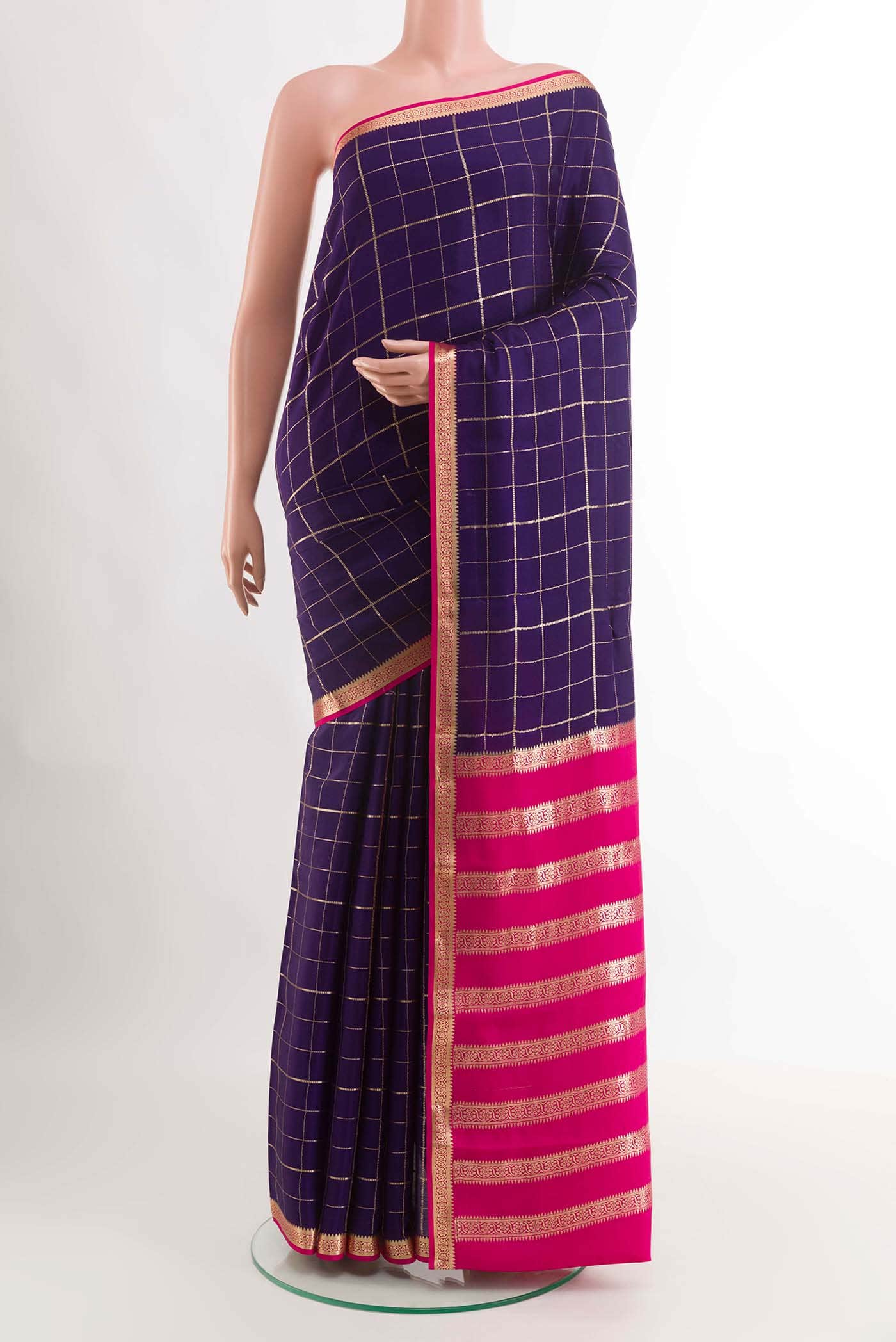 Purple Mysore Crepe Saree